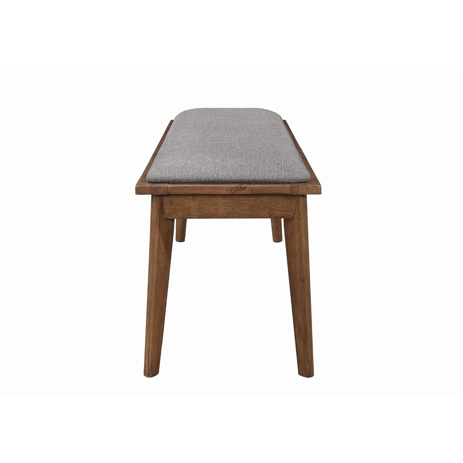 Fabric Upholstered Wooden Bench with Chamfered Legs Gray and Brown - Saltoro Sherpi