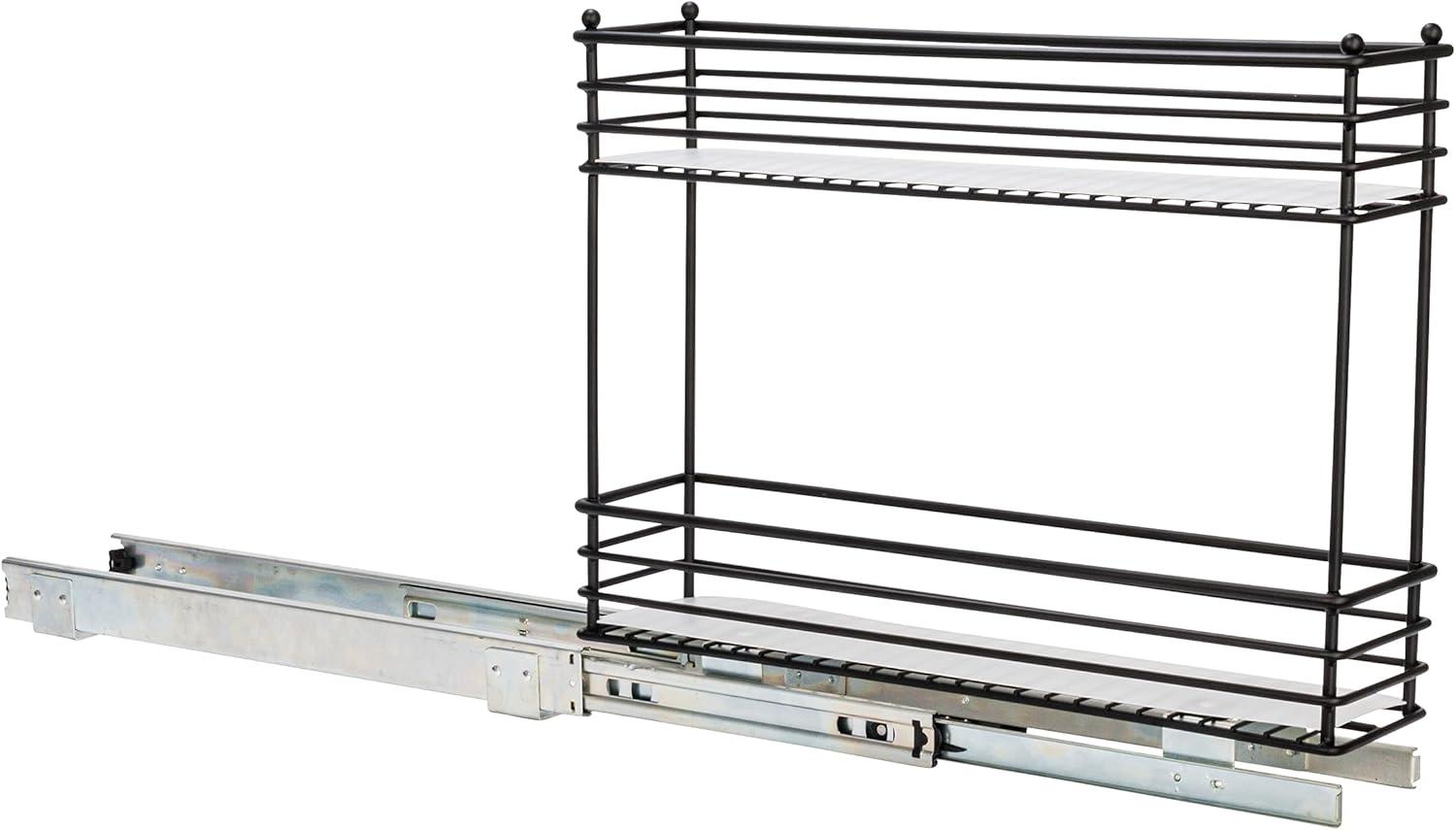 Glidez Multipurpose Paint-Finished Steel Pull-Out/Slide-Out Storage Organizer with Plastic Liners for Under Cabinet Use - 2-Tier Design - Black
