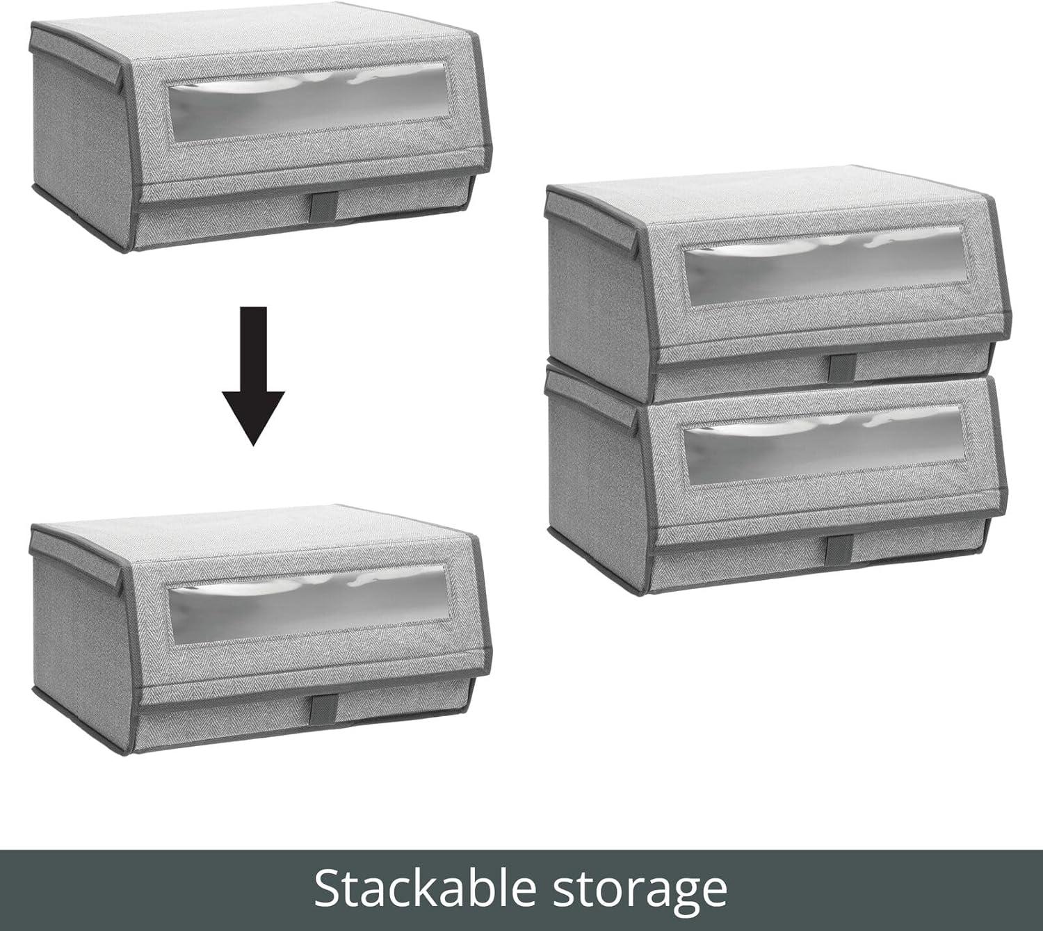 mDesign Large Fabric Closet Shoe Storage Box