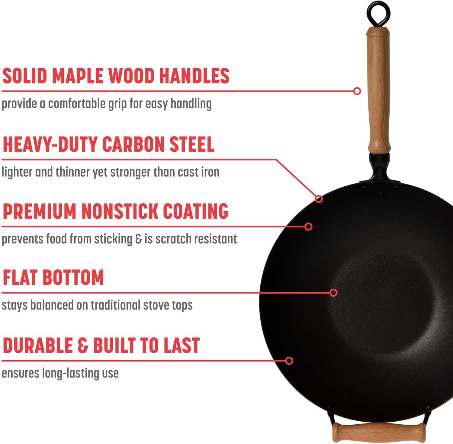 Joyce Chen 10-Piece Carbon Steel Nonstick Wok Set with Wooden Handles