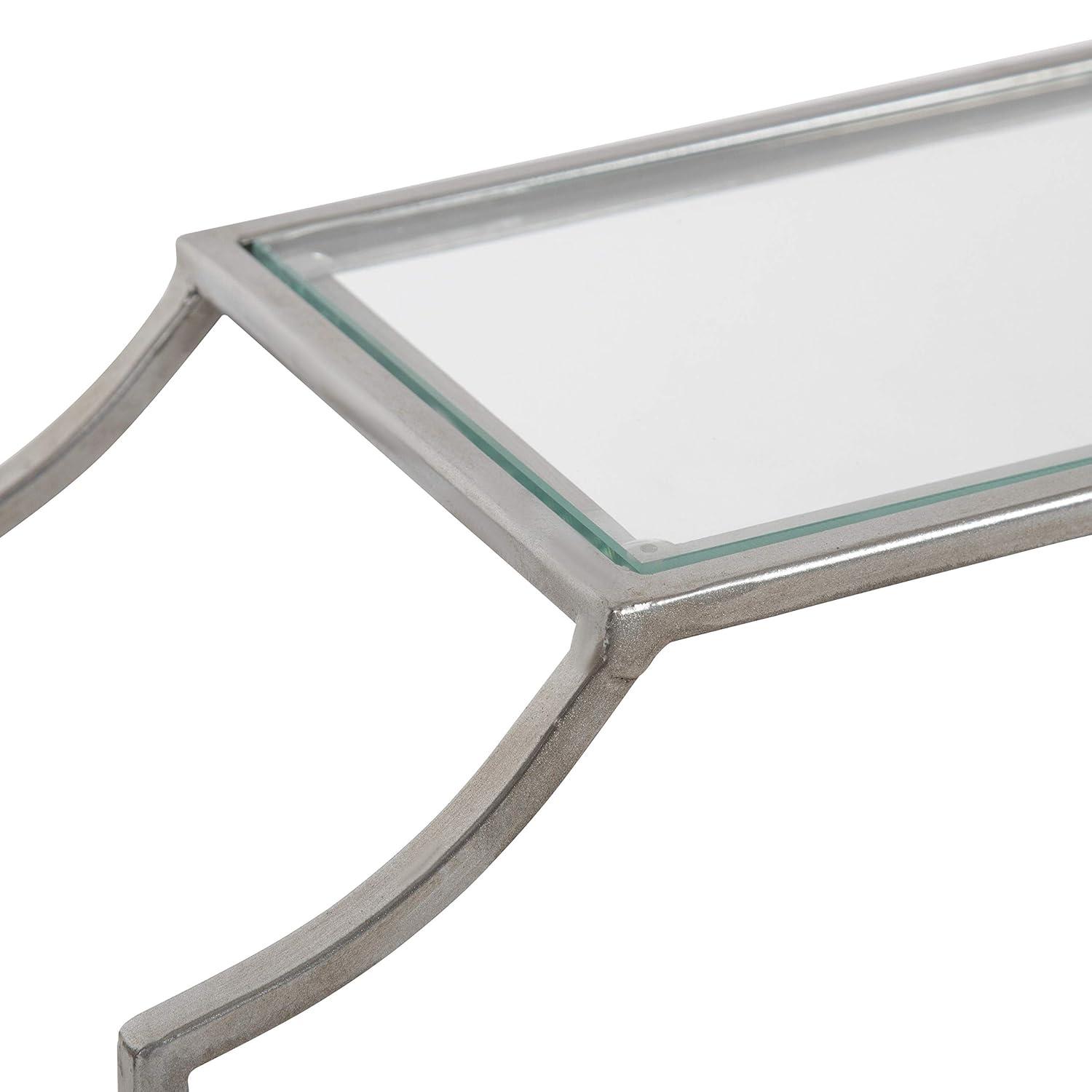 2pc 18" Ciel Modern Glam Metal Wall Shelf Set Silver - Kate & Laurel All Things Decor