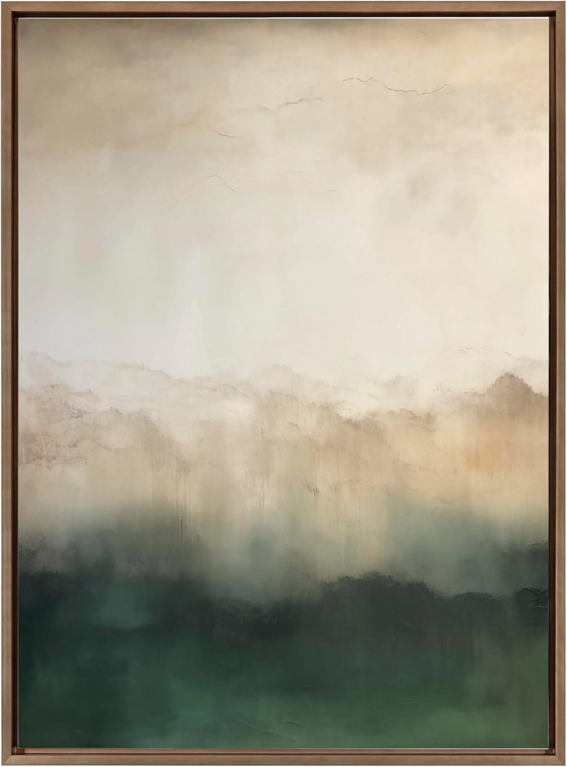 Kate & Laurel All Things Decor 31.5"x41.5" Sylvie Green Mountain Abstract II Framed Canvas by Amy Lighthall Gold