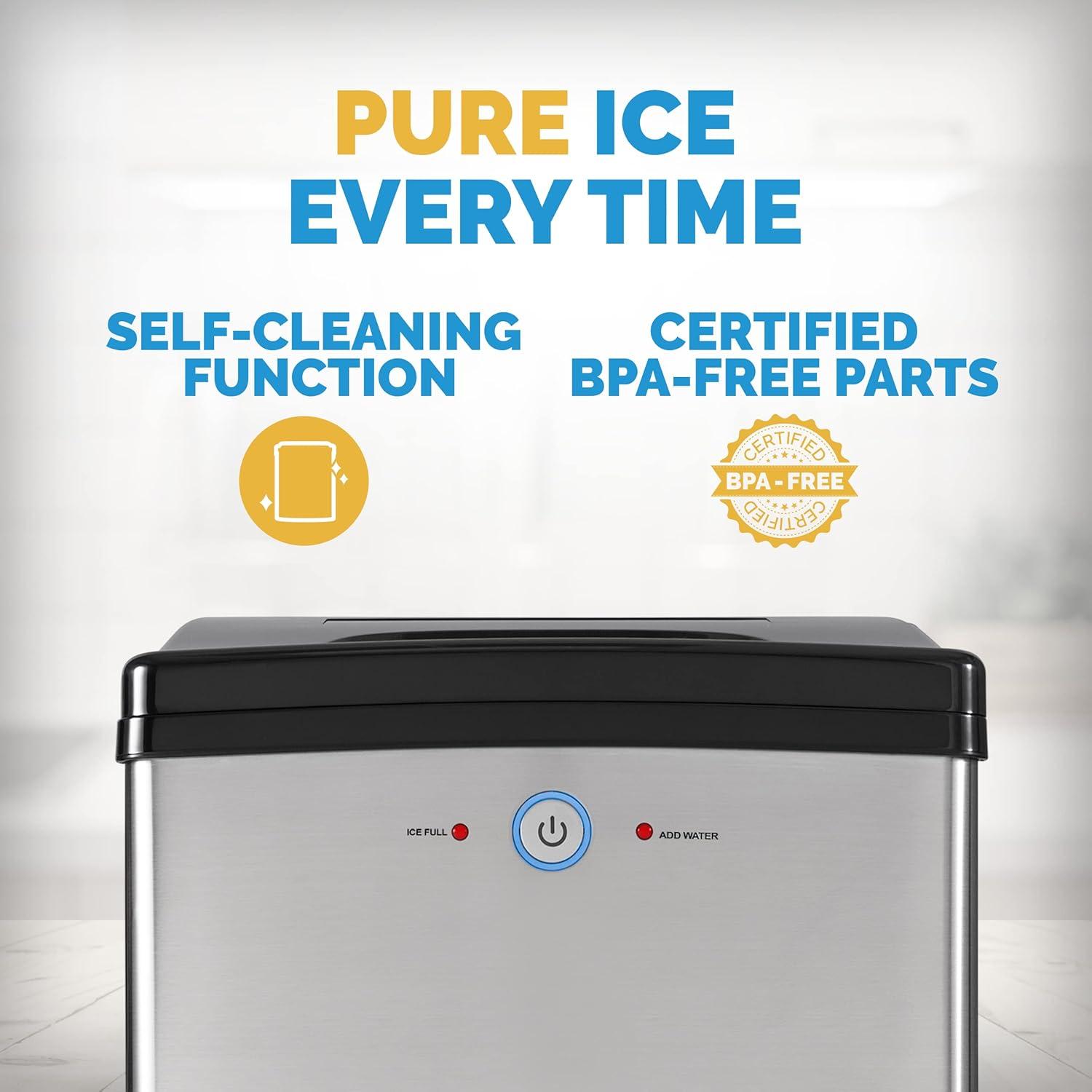 Newair 45lb. Nugget Countertop Ice Maker with Self-Cleaning Function, Refillable Water Tank