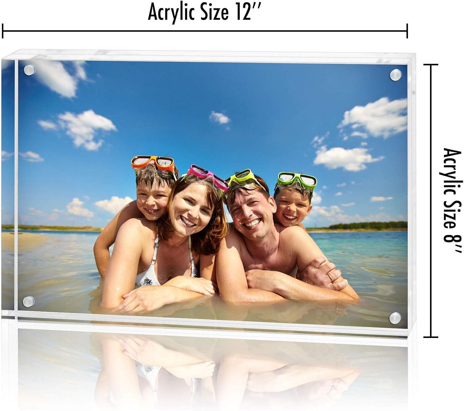 Americanflat 8x12 Acrylic Picture Frame - Double Sided Picture Frame with Magnetic Corners - Transparent Acrylic Frame for Desk or Tabletop Display - 8x12 Picture Frame with Microfiber Cloth Included