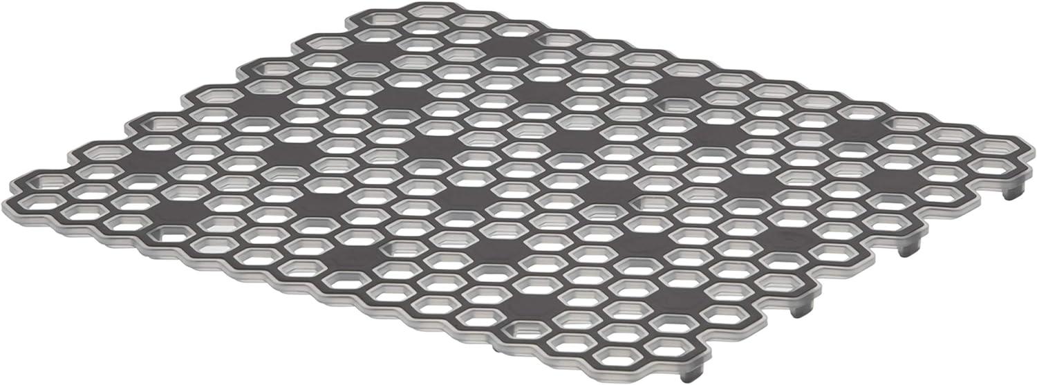 Clear and Gray Hexagon Plastic Sink Mat with Raised Feet