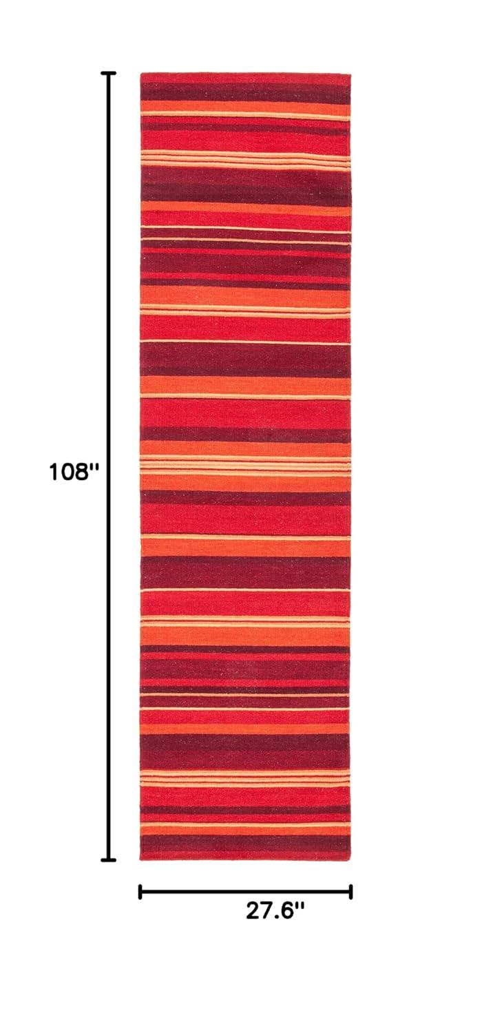 Striped Kilim STK601 Hand Loomed Indoor Runner Rug - Red - 2'3"x9' - Safavieh