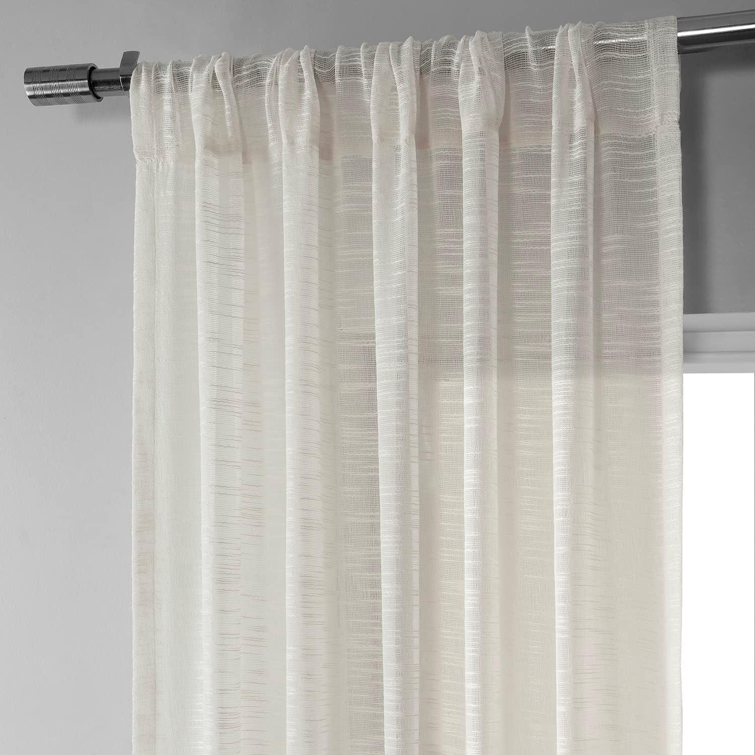 Ivory Open Weave Linen Sheer 96" Curtain Panel