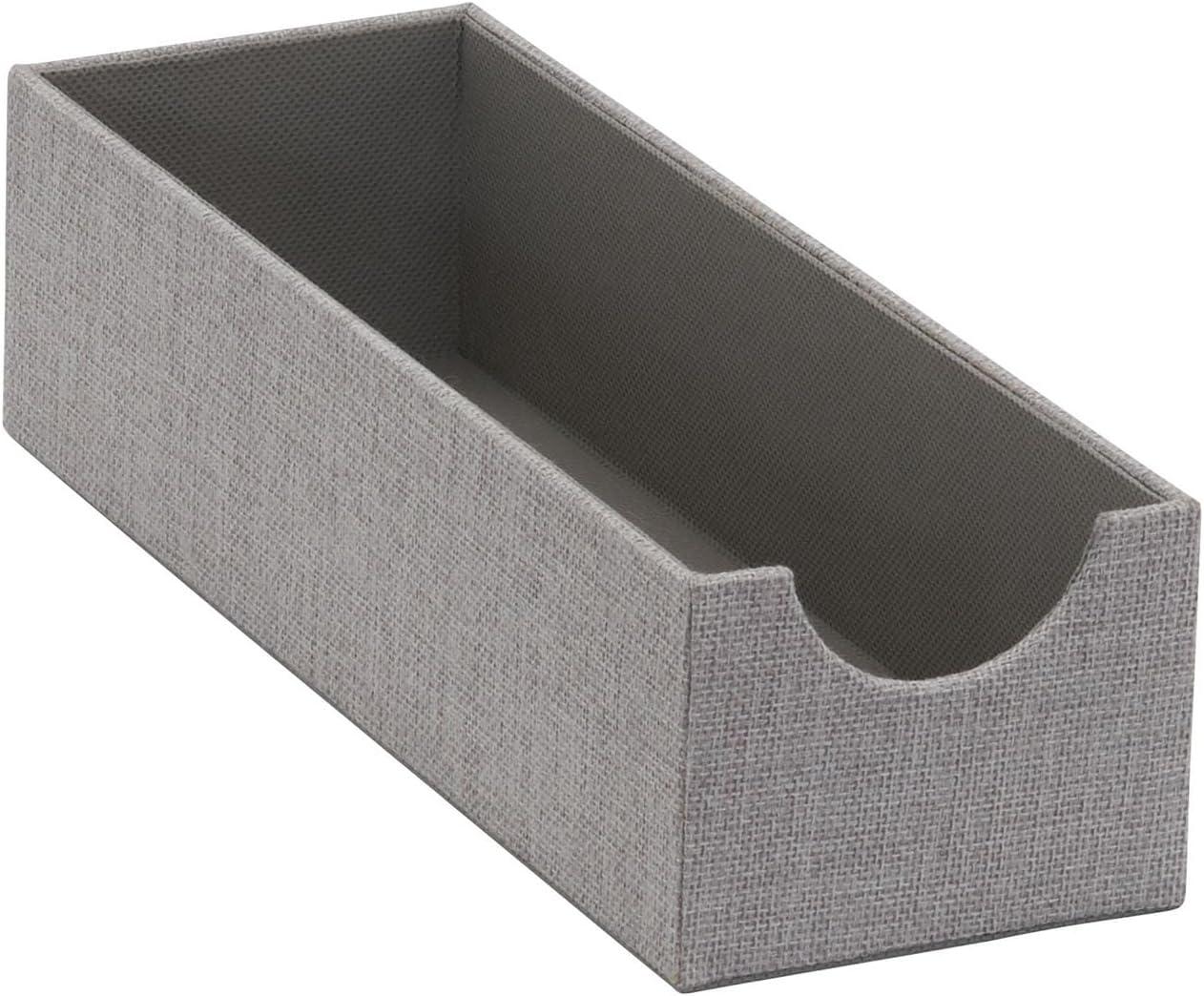 Silver Narrow Cardboard and Polyester Drawer Organizer