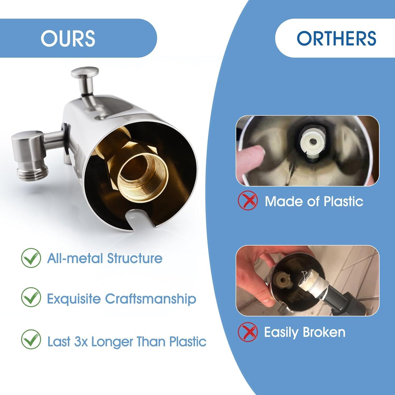 All Metal Tub Spout with Diverter Brushed Nickel, Fits 1/2” or 3/4" Threaded Pipes, Bathtub Faucet with Shower Diverter for Convenient Water Control