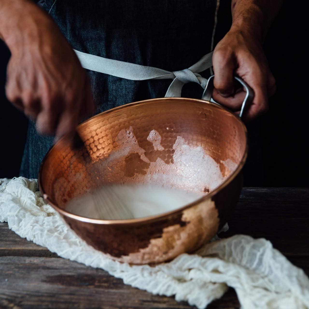 Hand-Hammered Pure Copper Mixing Bowl with Stainless Steel Handle