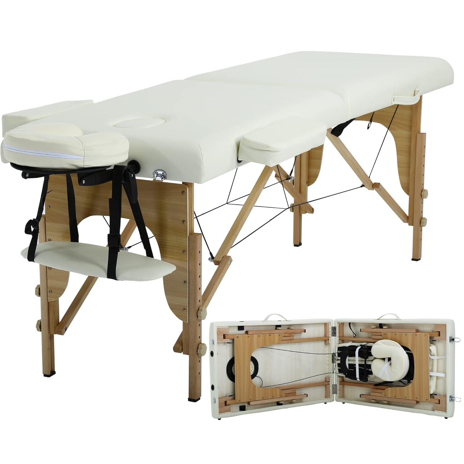 BestMassage Massage Bed Portable Massage Table 2 Folding Lash Bed Height Adjustable 24 Inch Wide Spa Table with Non-Woven Bag for Spa Footmassage Facial CareSpa Tattoo