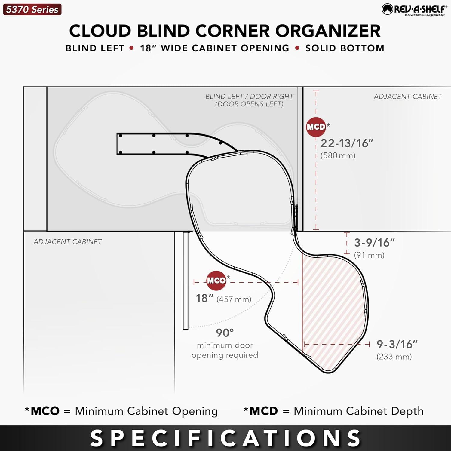 Rev-A-Shelf Contemporary Cloud Blind Corner Organizer for Blind Left Cabinet