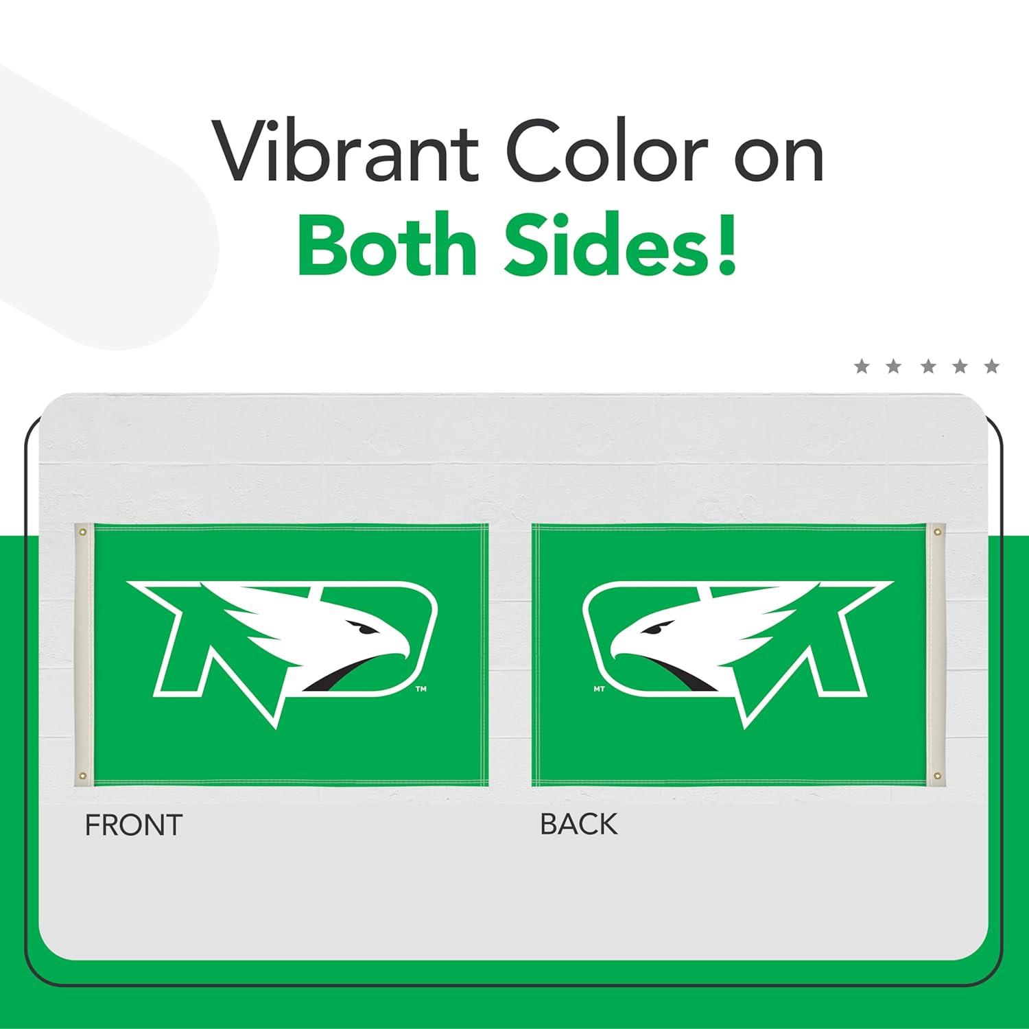 North Dakota Fighting Hawks 2' x 3' College Sports Printed Flag - NCAA Licensed - Nylon - School Banner (Green, White, Black)