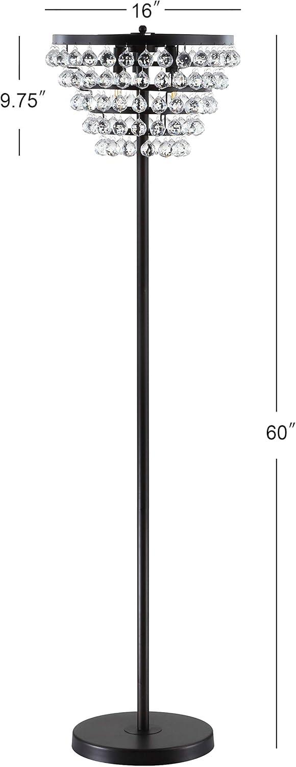 Jemma 60" Crystal/Metal LED Floor Lamp, Bronze / Clear