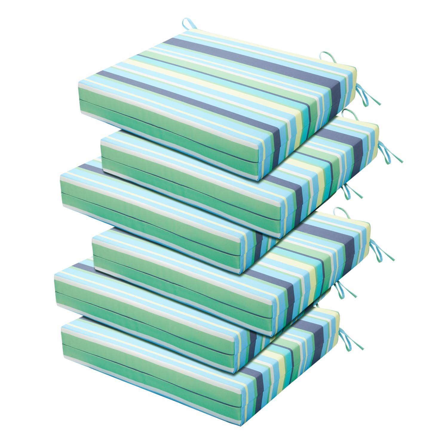 LOVTEX Outdoor Chair Cushions Set of 4, Waterproof Patio Chair Cushions with Ties, 18.5 x 16 x 3 inch, Khaki