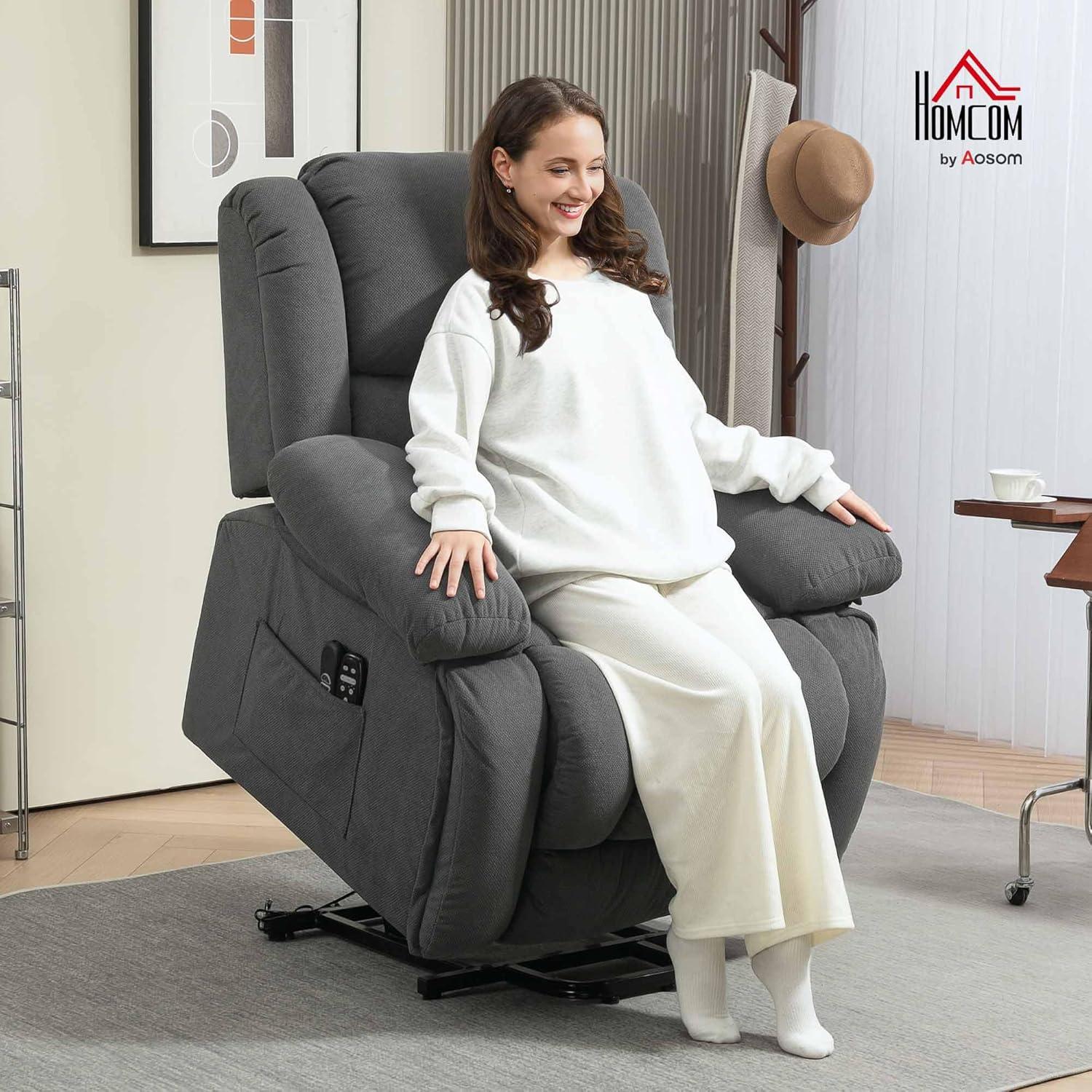 HOMCOM Power Lift Recliner Chair with Massage and Heat, Electric Lift Chair for Elderly, Gray