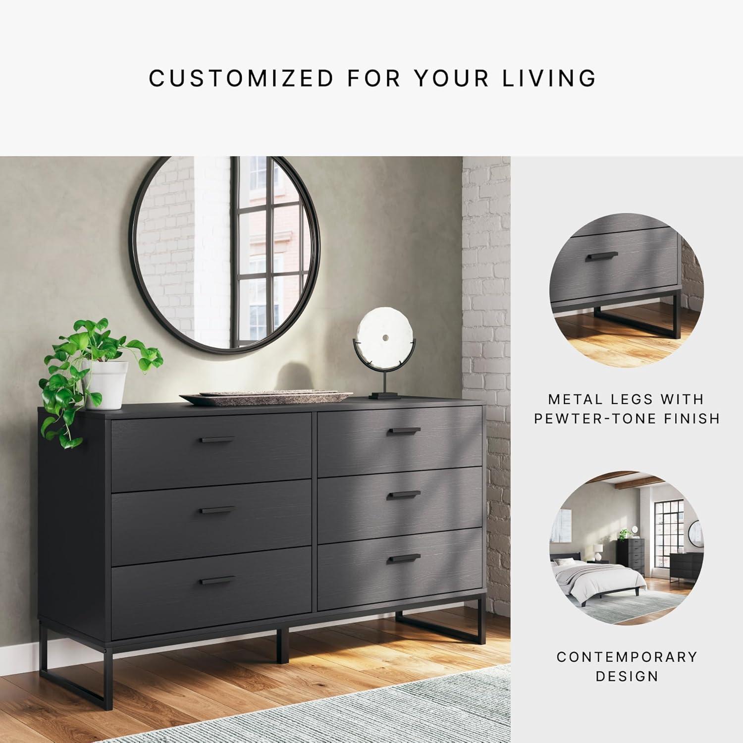 Signature Design by Ashley Socalle 6 Drawer Dresser, Black