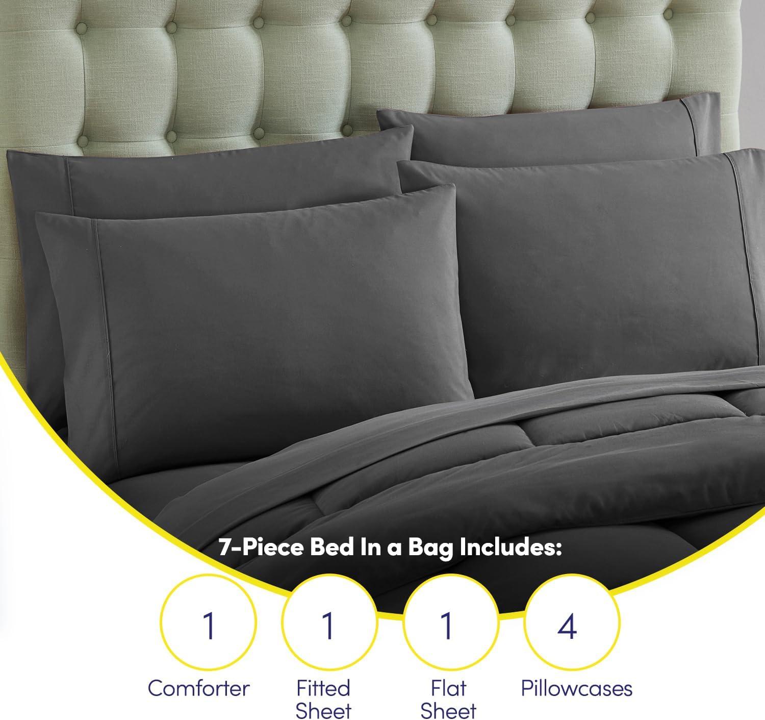 Sweet Home Collection All Season Bed-in-A-Bag 5pc/7pc Solid Color Comforter & Sheet Set Ultra Soft Bedding by Sweet Home Collection