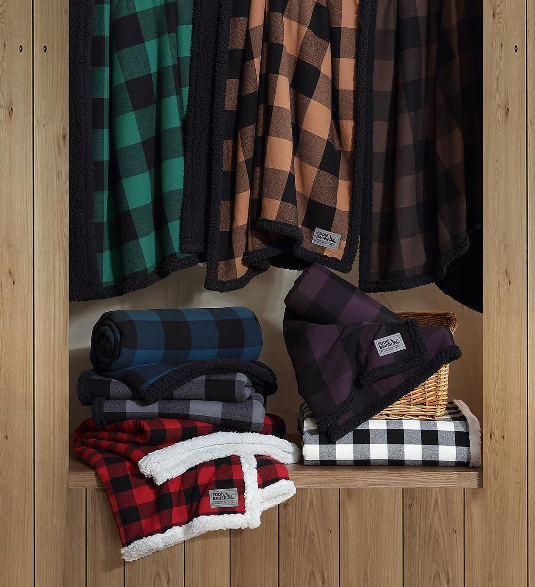 Eddie Bauer Eddie Bauer Cabin Plaid Flannel/Sherpa Throw Blanket