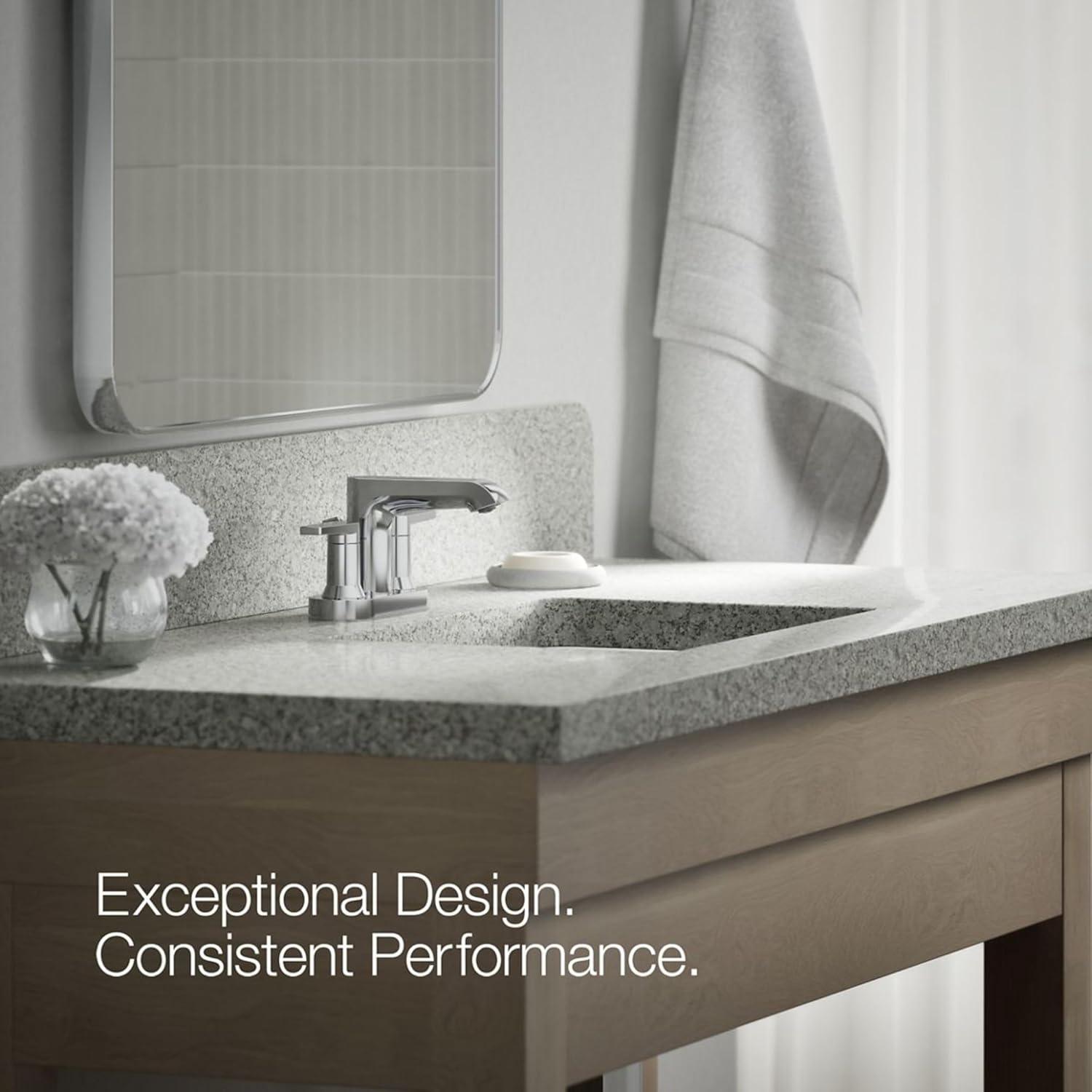 Kohler Hint Centerset 4 inch Bathroom Faucet with Pop-Up Drain Assembly, 2-Handle Bathroom Sink Faucet, 1.2 gpm