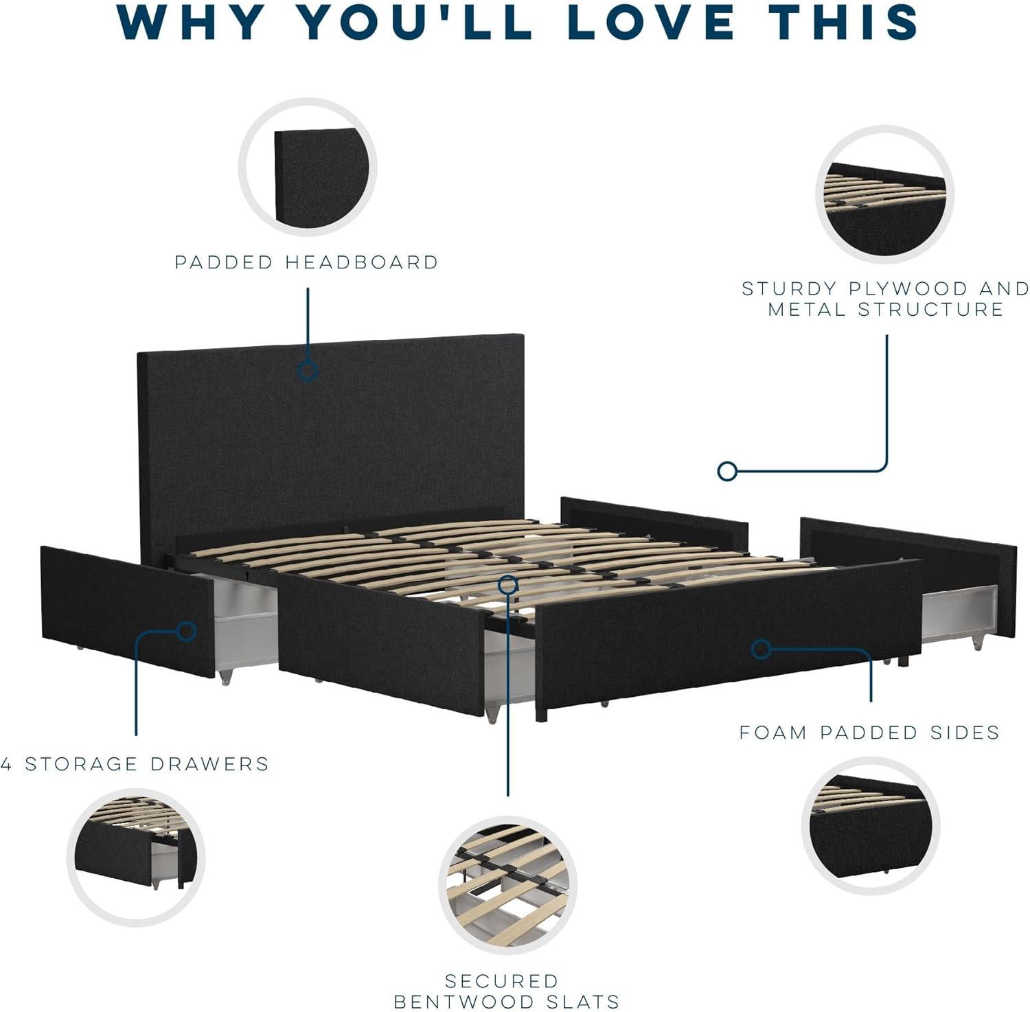 Novogratz Kelly Upholstered Unfinished Platform Storage Bed
