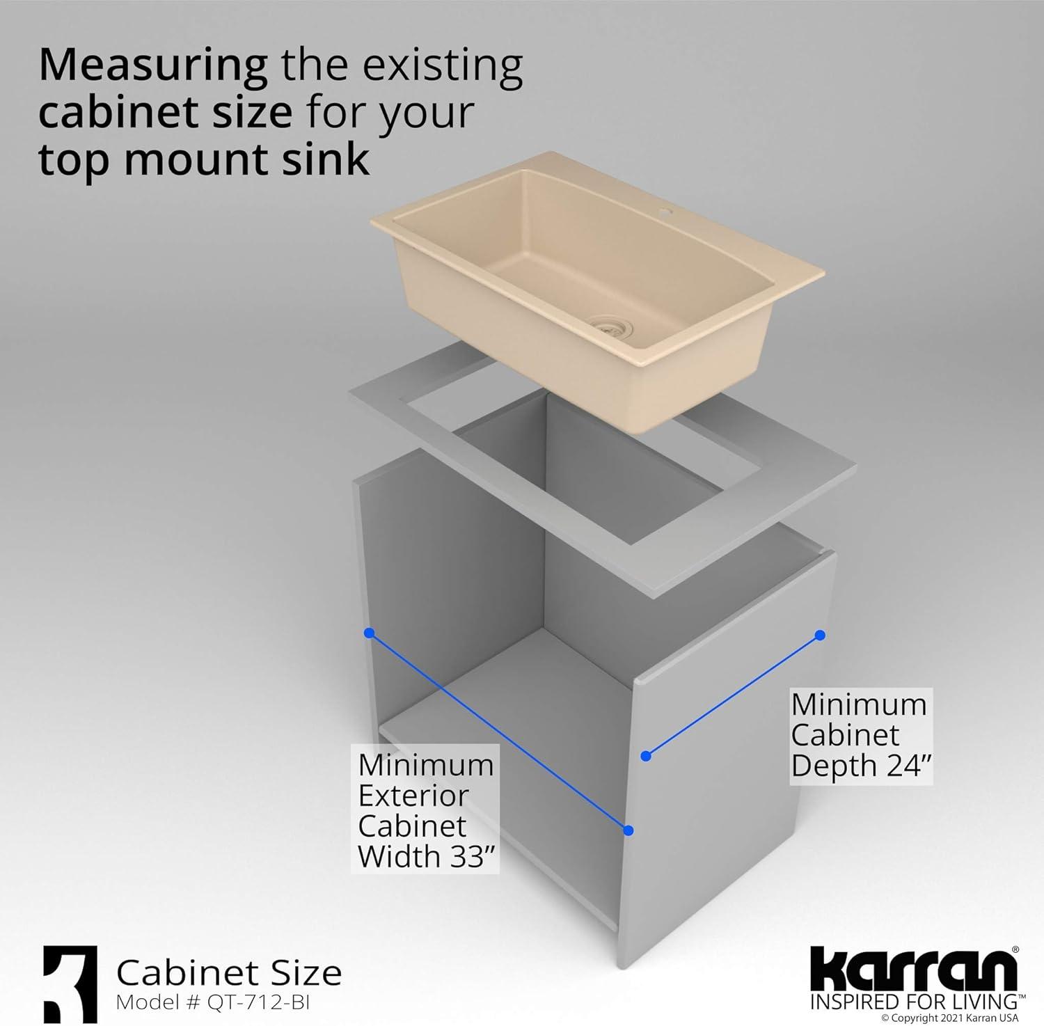 Karran Drop-in Quartz Composite 33'' X 22'' 1-Hole Single Bowl Kitchen Sink
