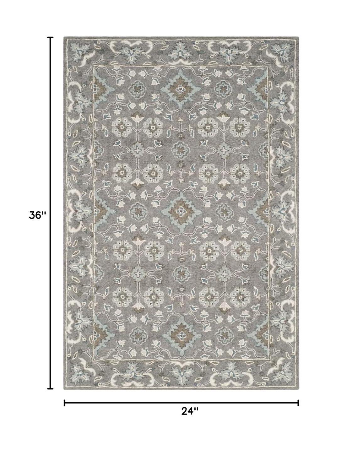 Blossom BLM218 Hand Tufted Area Rug - Grey - 5'x8' - Safavieh.