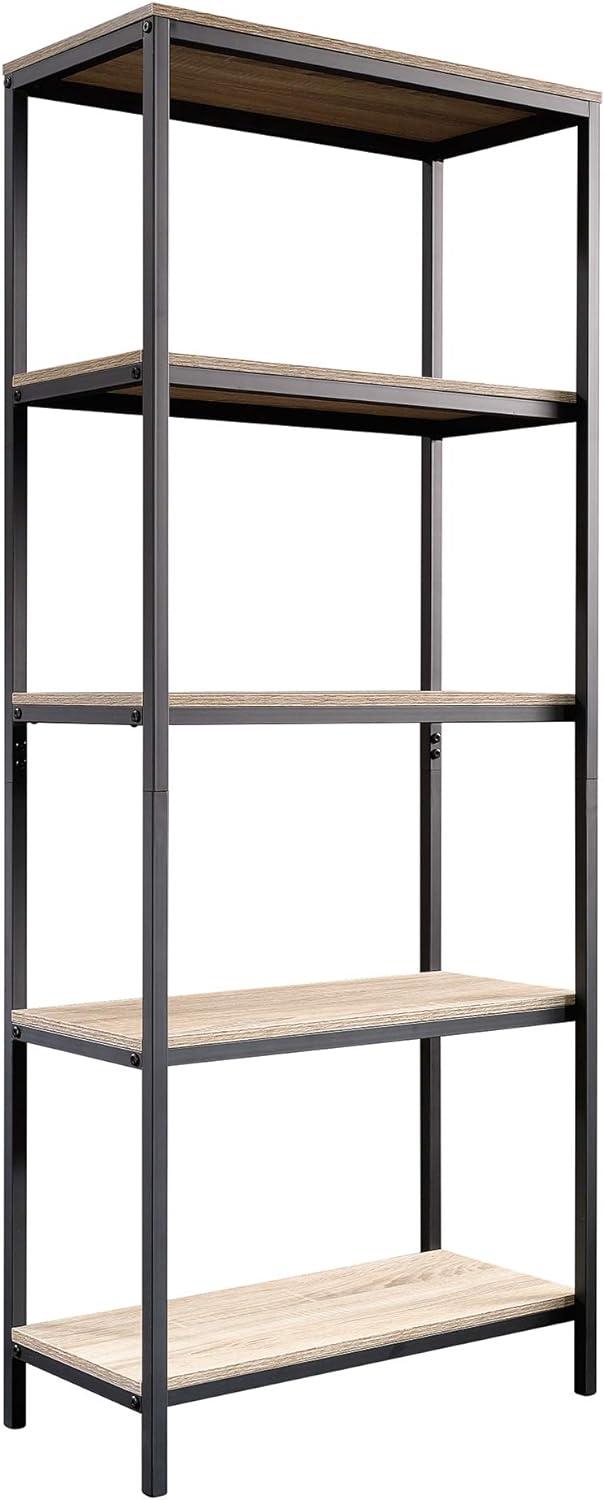 Sauder 56" North Avenue Tall Bookshelf Charter Oak: Scandinavian Style, 4-Tier Metal Frame Shelving