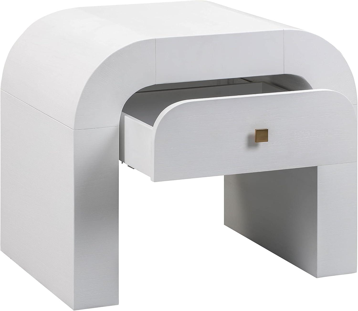 TOV Furniture Hump White Acacia Nightstand with Gold Accents