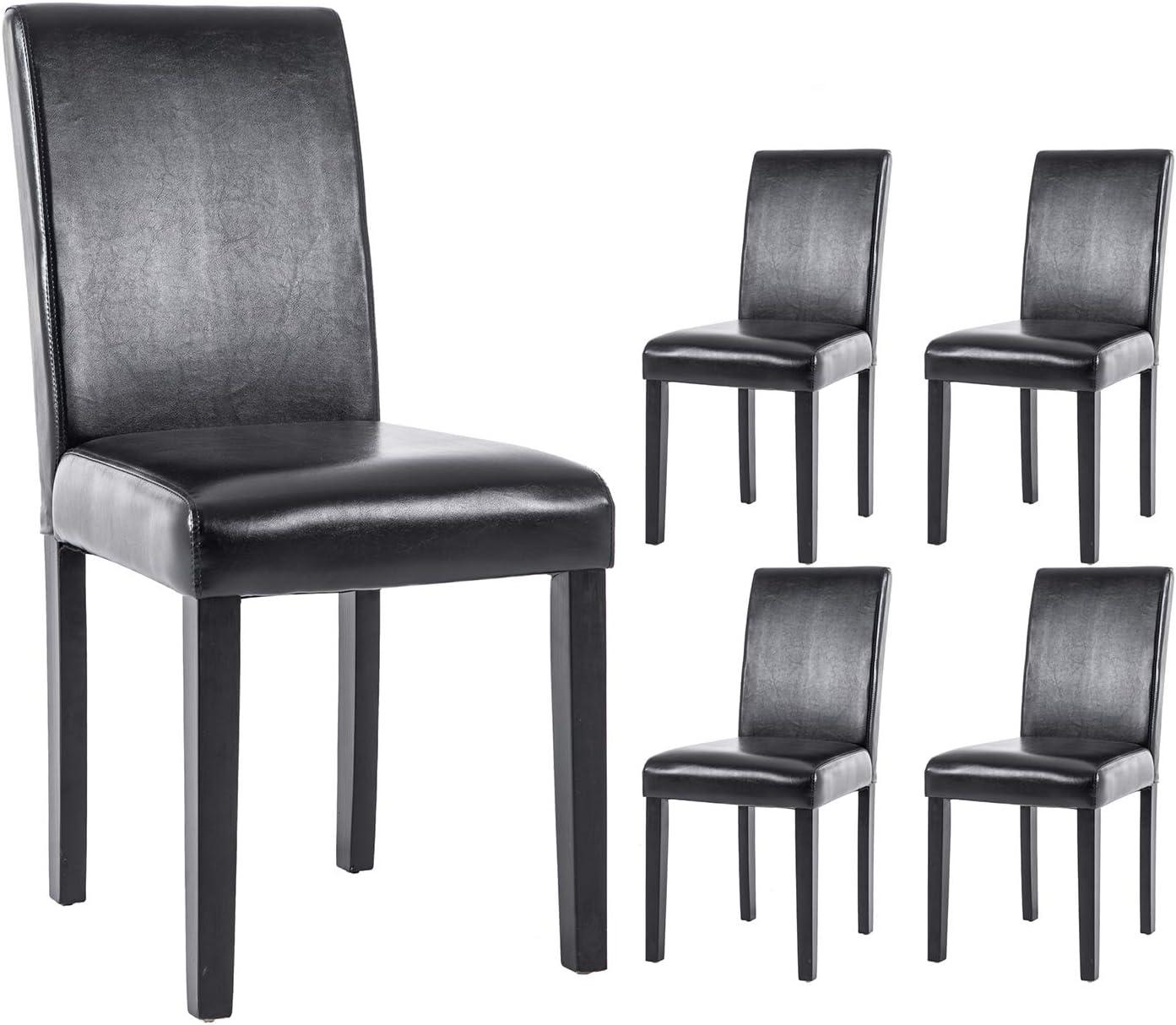 Tangkula Dining Chair Set of 4 w/ Acacia Wood Frame & Rubber Wood Legs Padded Backrest