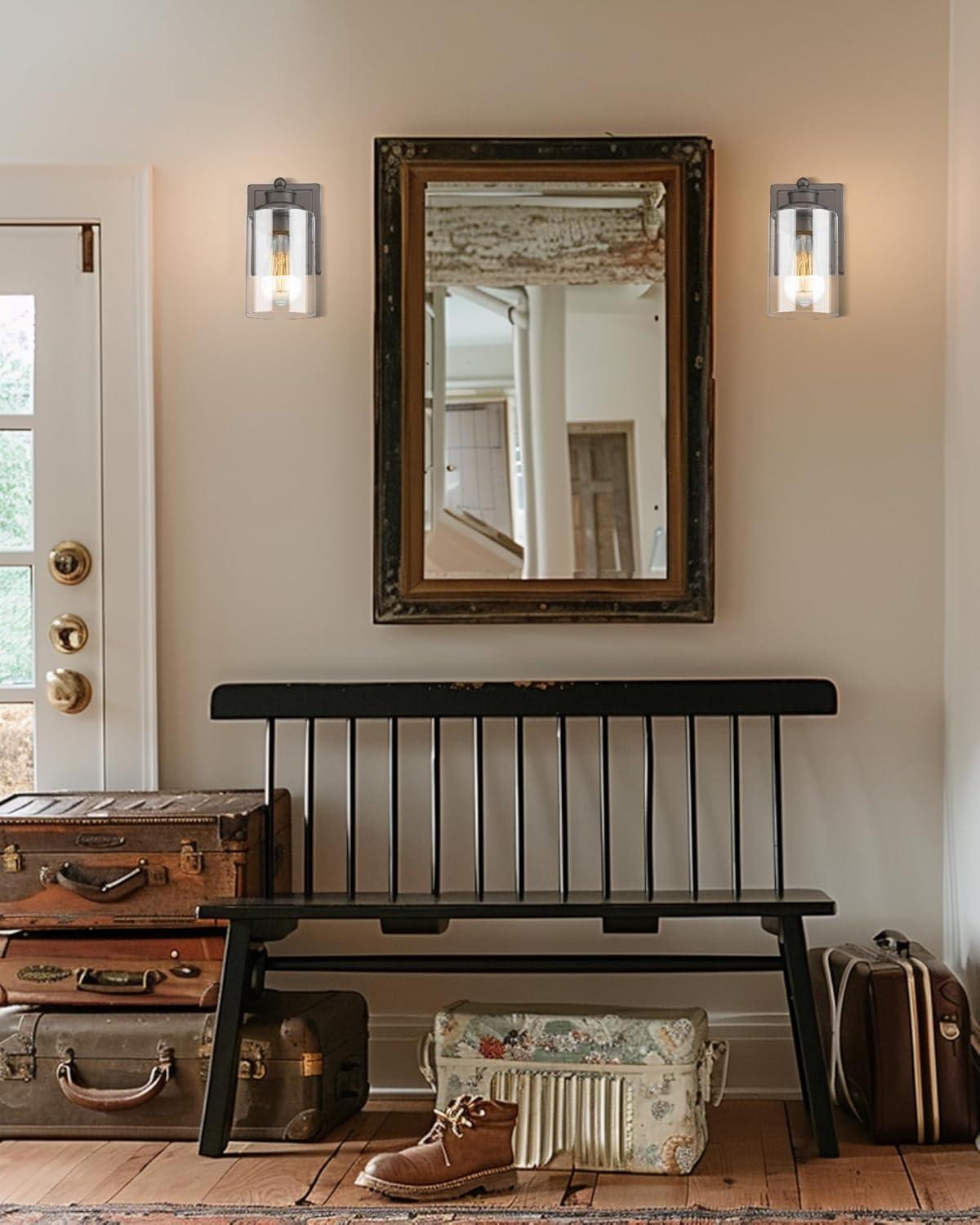 Bathroom Vanity Light, HWH 1 Light Wall Sconce Lamp Over Mirror, Farmhouse Wall Vanity Lighting in Oil-Rubbed Bronze Finish, 5HLT63B ORB