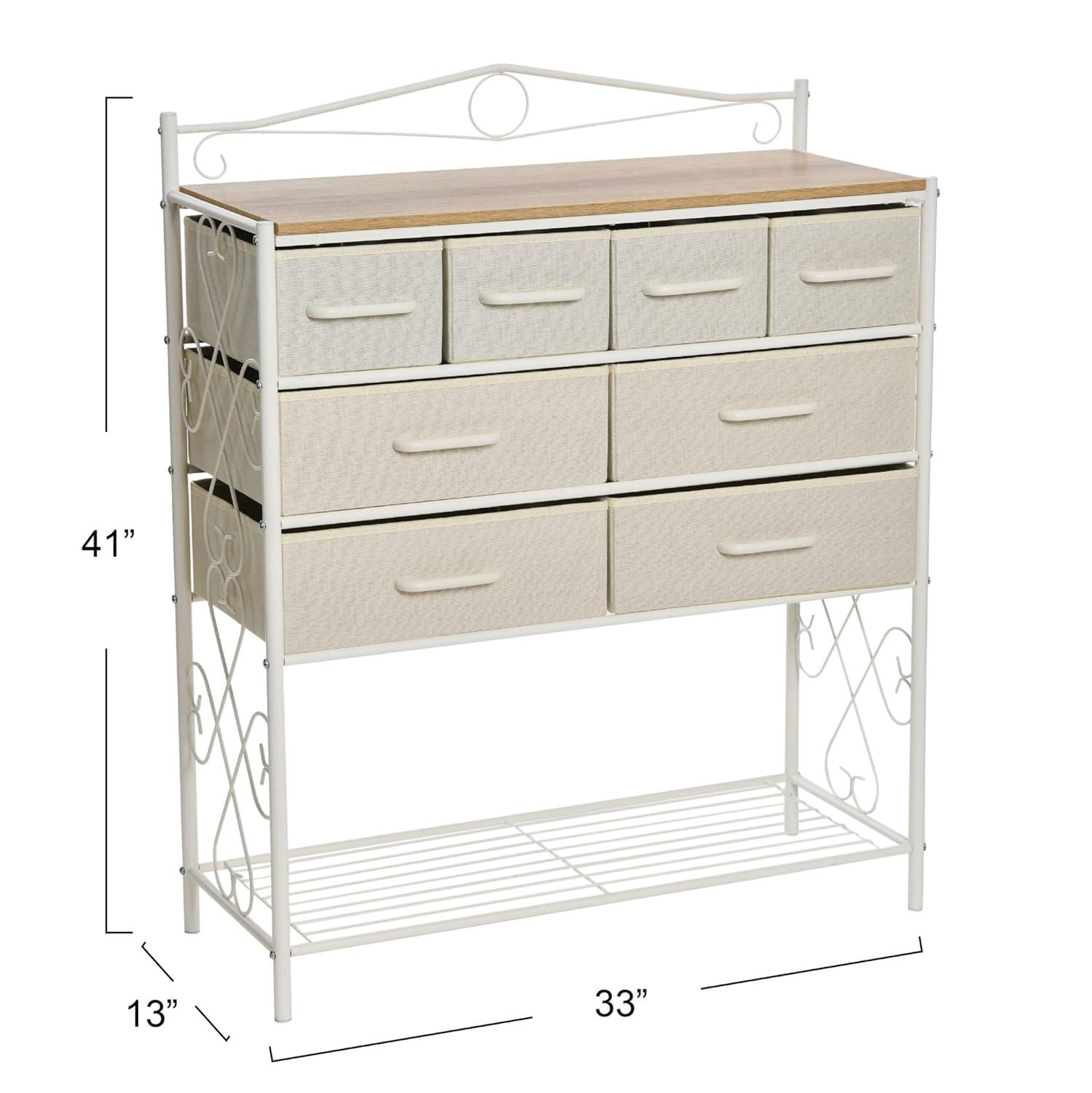 Victorian Style 8-Drawer and Bottom Shoe Shelf Storage Organizer Unit, White and Coastal Oak Color