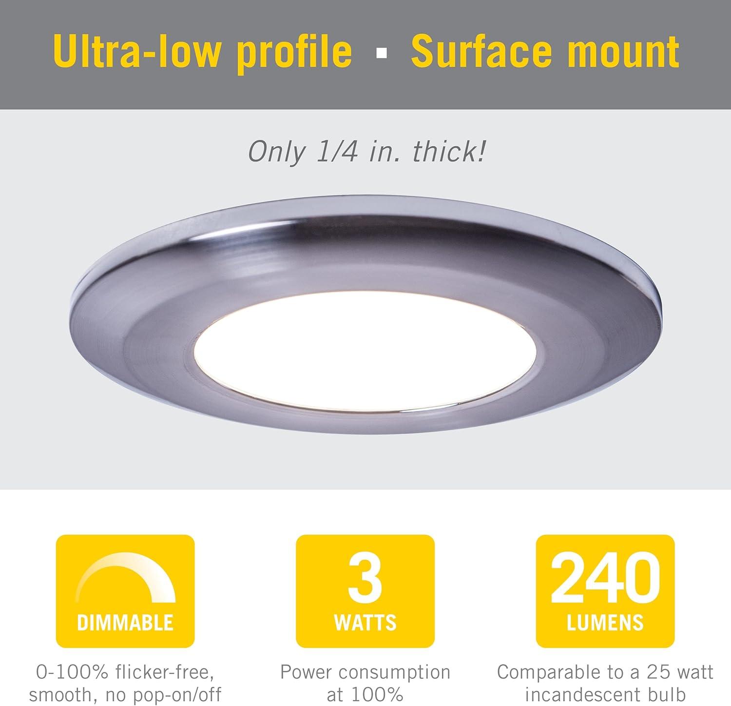 Wafer Thin Under Cabinet LED Puck Light, 2700K, Silver