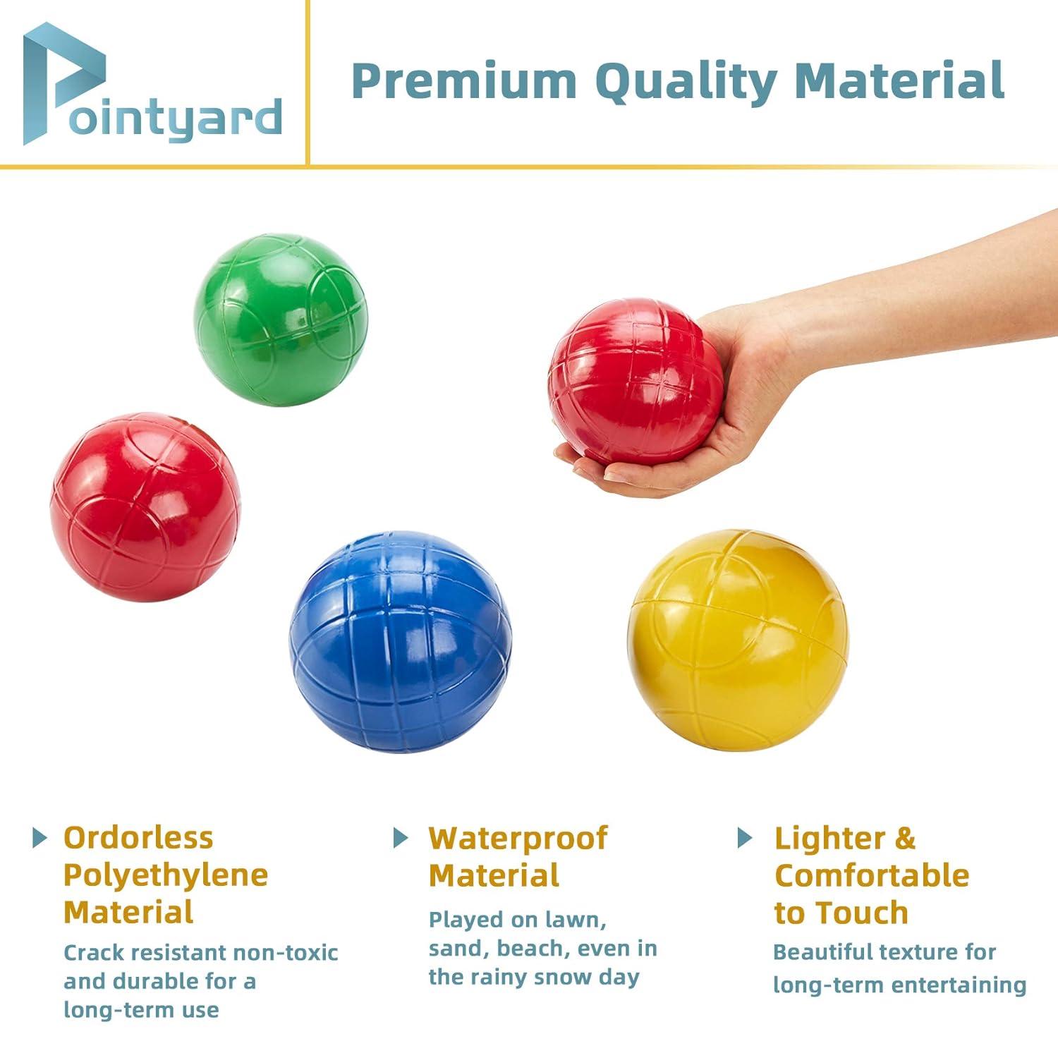 ropoda 90mm Bocce Ball Set, Lighter Bocce Ball for Beginners with 8 Balls, Pallino, Case and Measuring Rope for Backyard/Beach/Lawn, Composite Plastic for Kids Teens Beginners