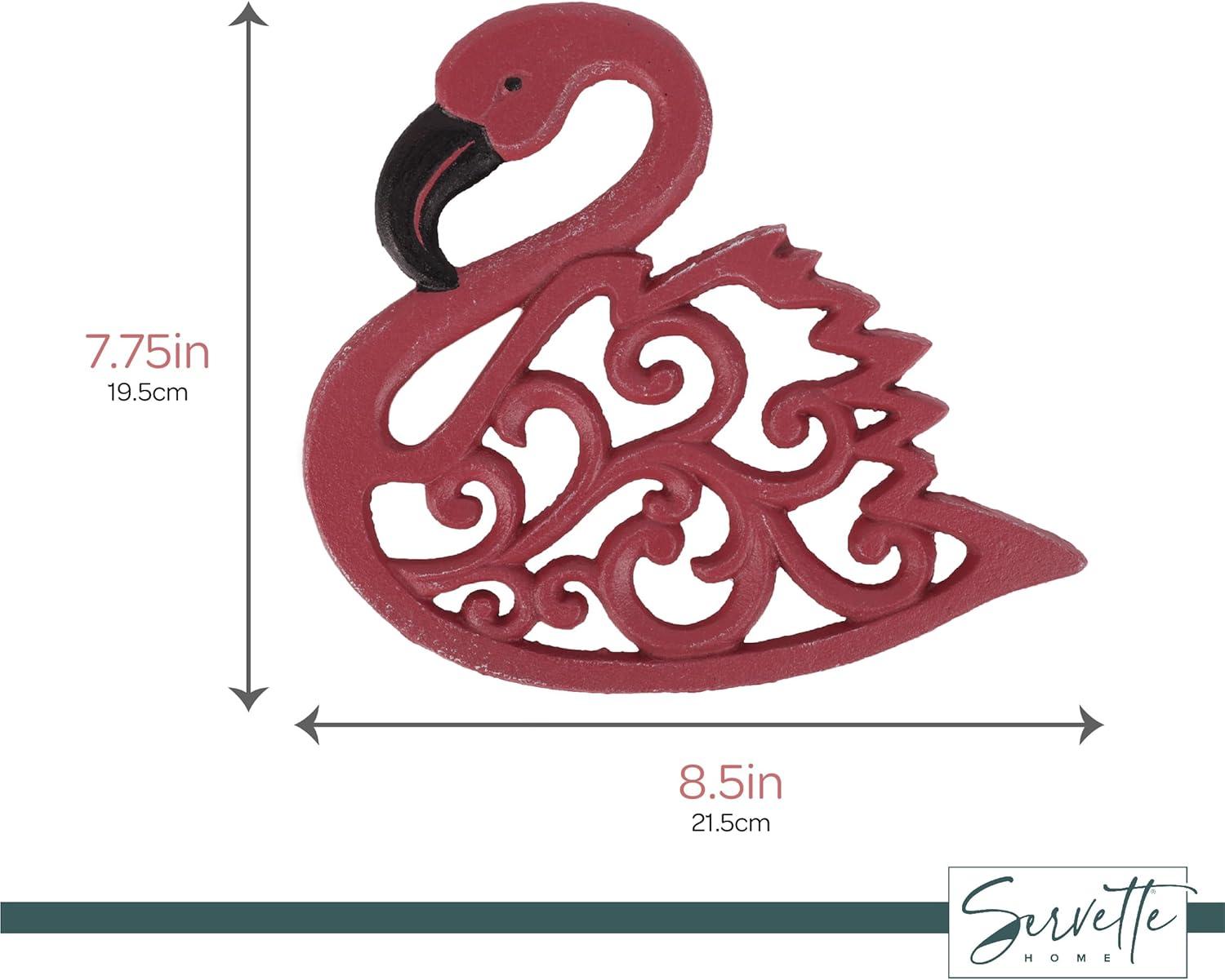 Servette Home Cast Iron Pink Flamingo Trivets for Hot Dishes 7 L x 7 W inches