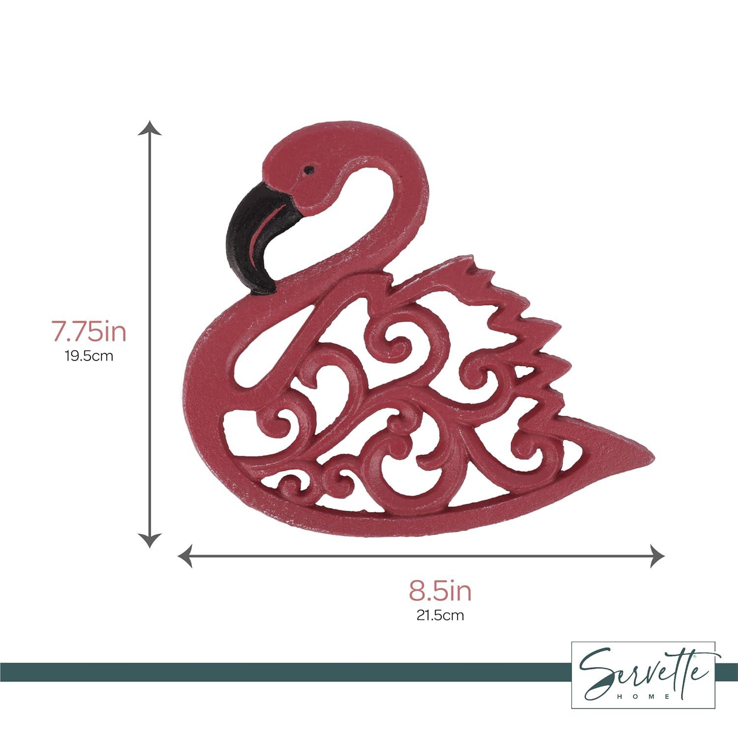 Servette Home Cast Iron Pink Flamingo Trivets for Hot Dishes 7 L x 7 W inches