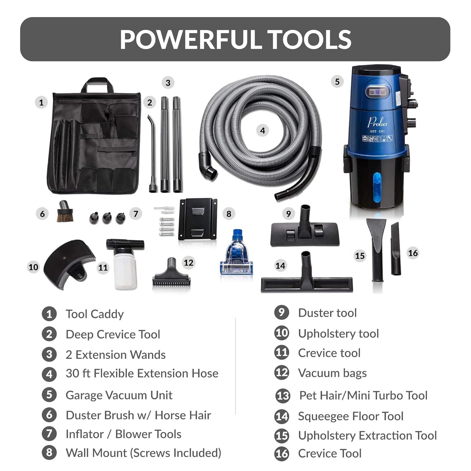 Prolux Professional Shop Wall Mounted Garage Vac Wet Dry Pick Up