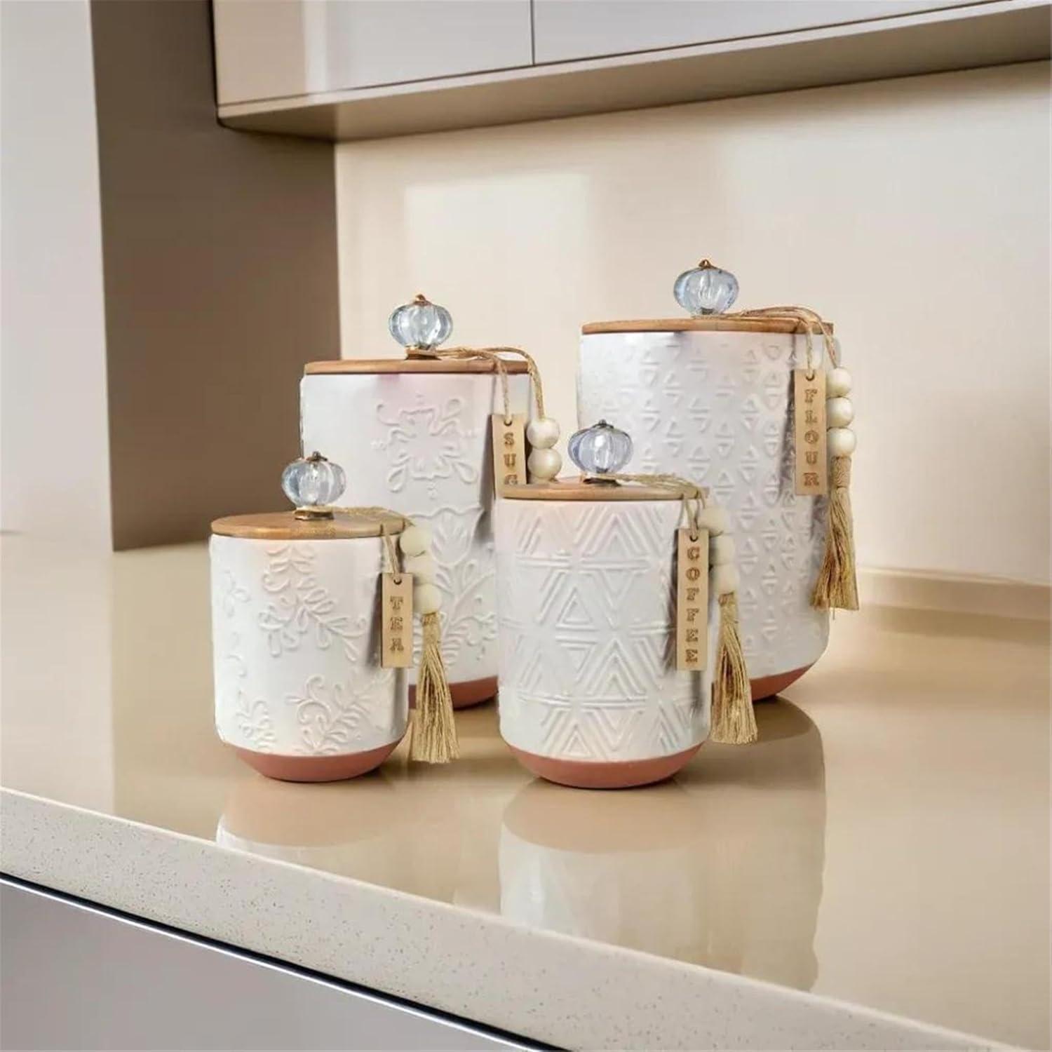 Love Happy Creations LLC Ceramic / Porcelain Jar - Set of 4 (Set of 4)