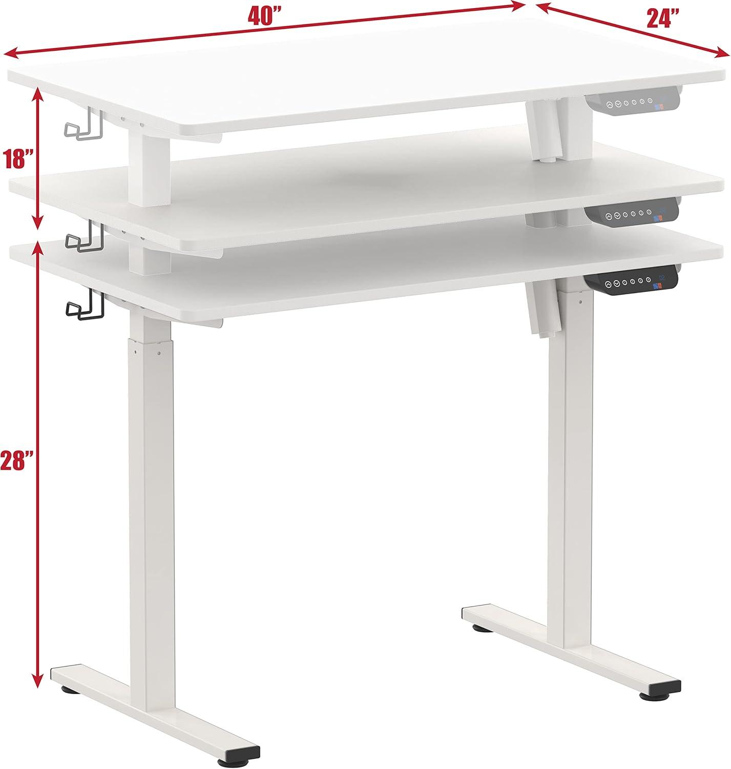 SHW 40-Inch Electric Height Adjustable Desk with Memory Preset, White