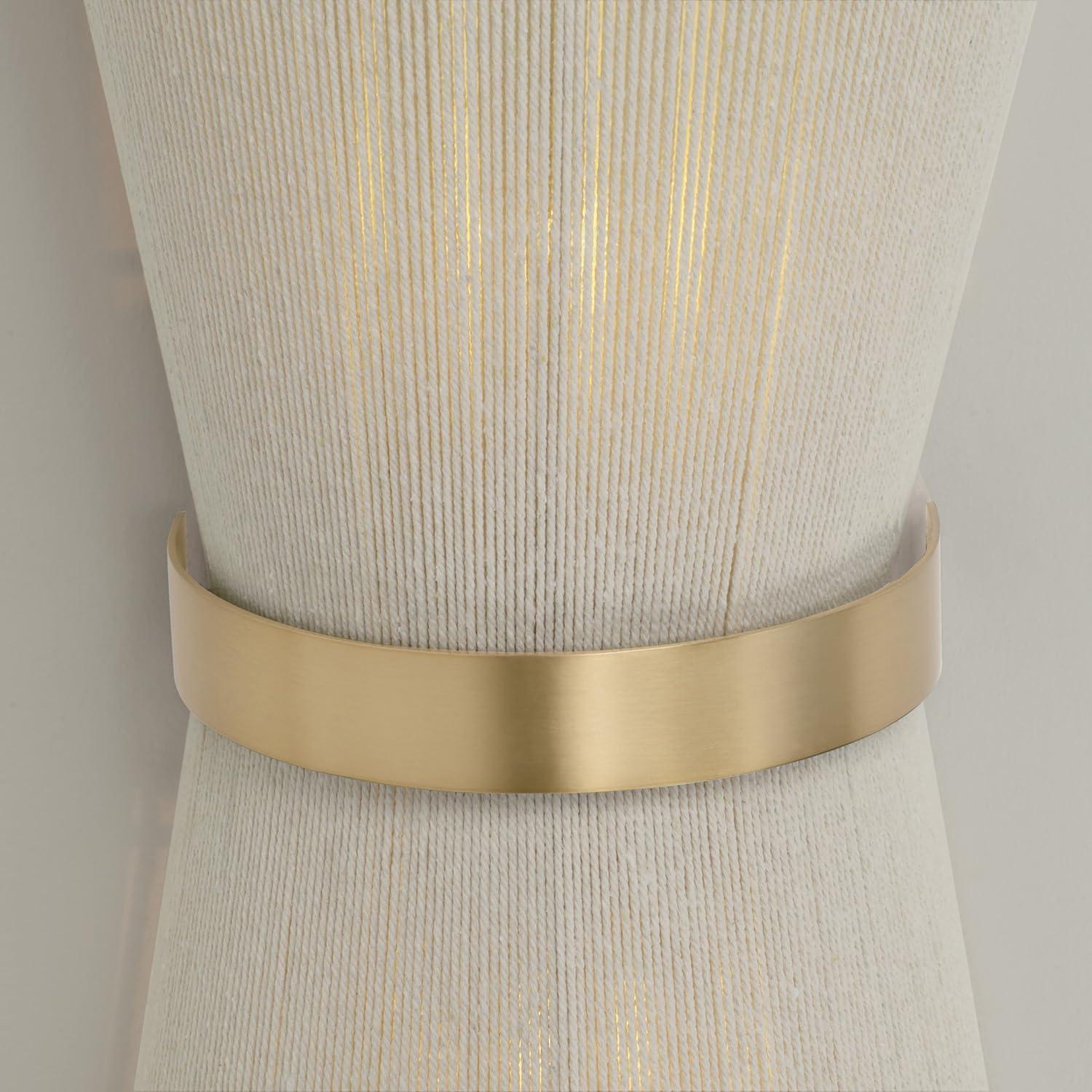 Bleached Natural Rope and Brass 2-Light Wall Sconce