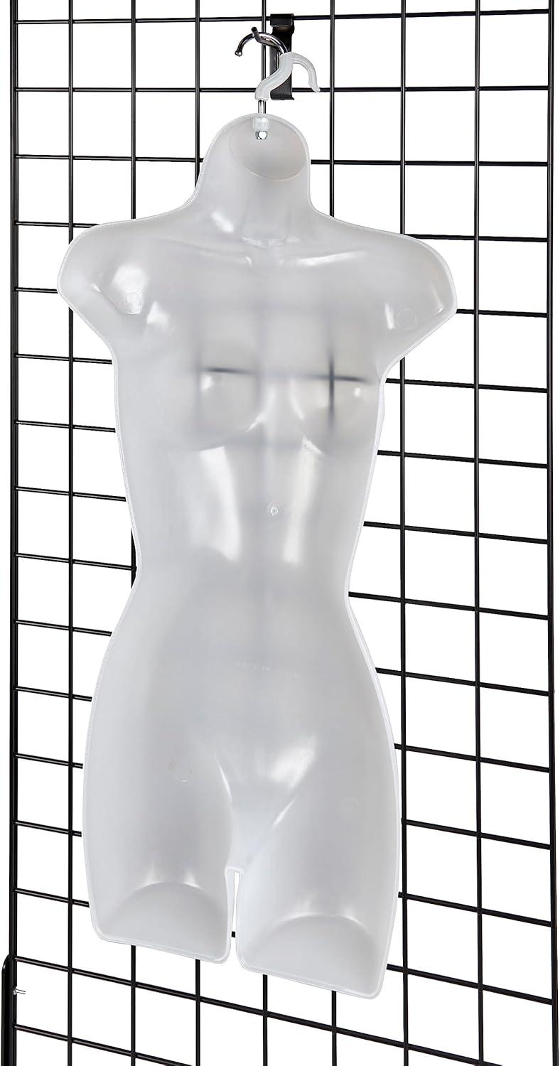 SSWBasics Female Molded Shatterproof Frosted Shapely Torso Form with Hook