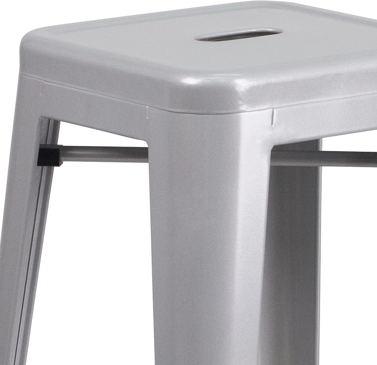 Flash Furniture Commercial Grade 30" High Backless Metal Indoor-Outdoor Barstool with Square Seat