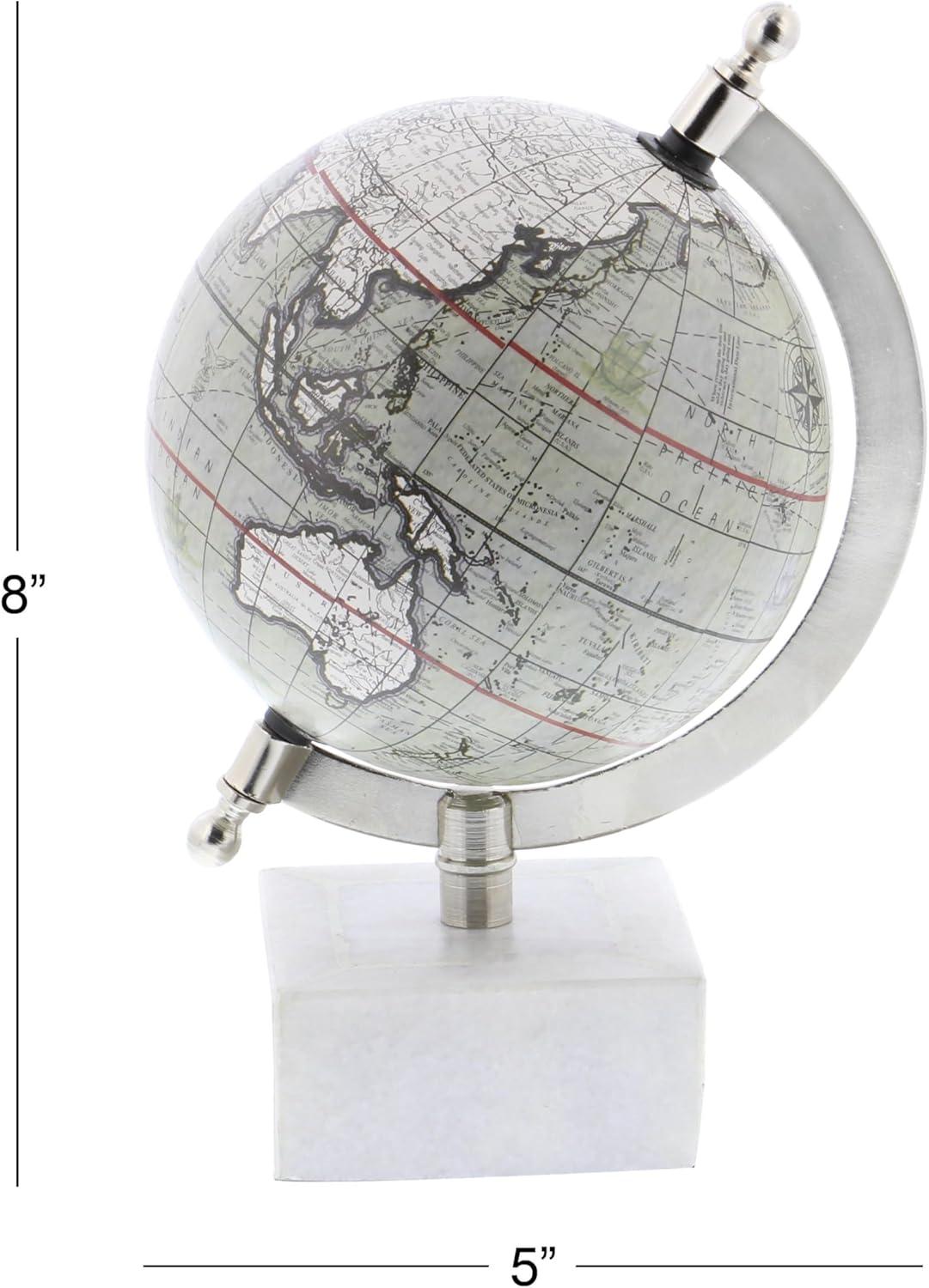 DecMode 6" White Globe with Marble Base