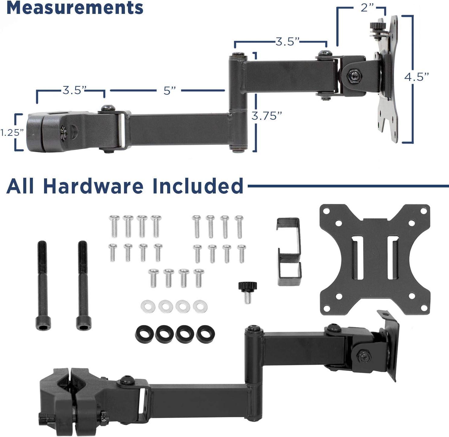 Black Steel Full Motion VESA Pole Mount for 32" TVs and Monitors