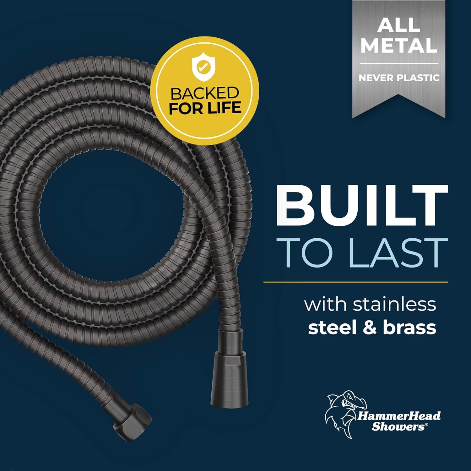 HammerHead Showers® ALL METAL Shower Hose Attachment for Shower Head OIL RUBBED BRONZE – Shower Hose Extra Long - 72 Inch Shower Hose – Universal Shower Hose Replacement Part for Hand Held Shower Hose