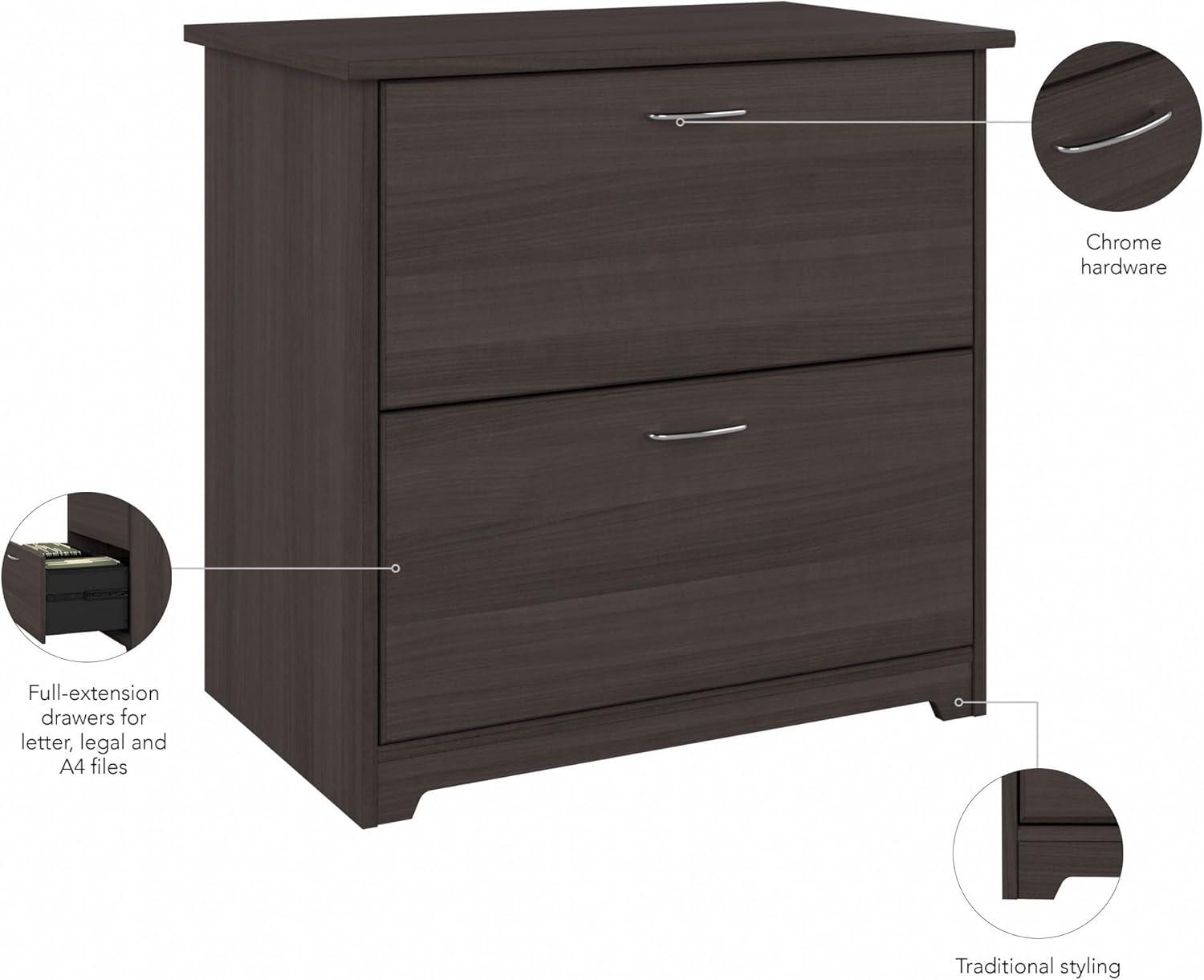 Cabot Modern 2 Drawer Lateral File Cabinet in Heather Gray