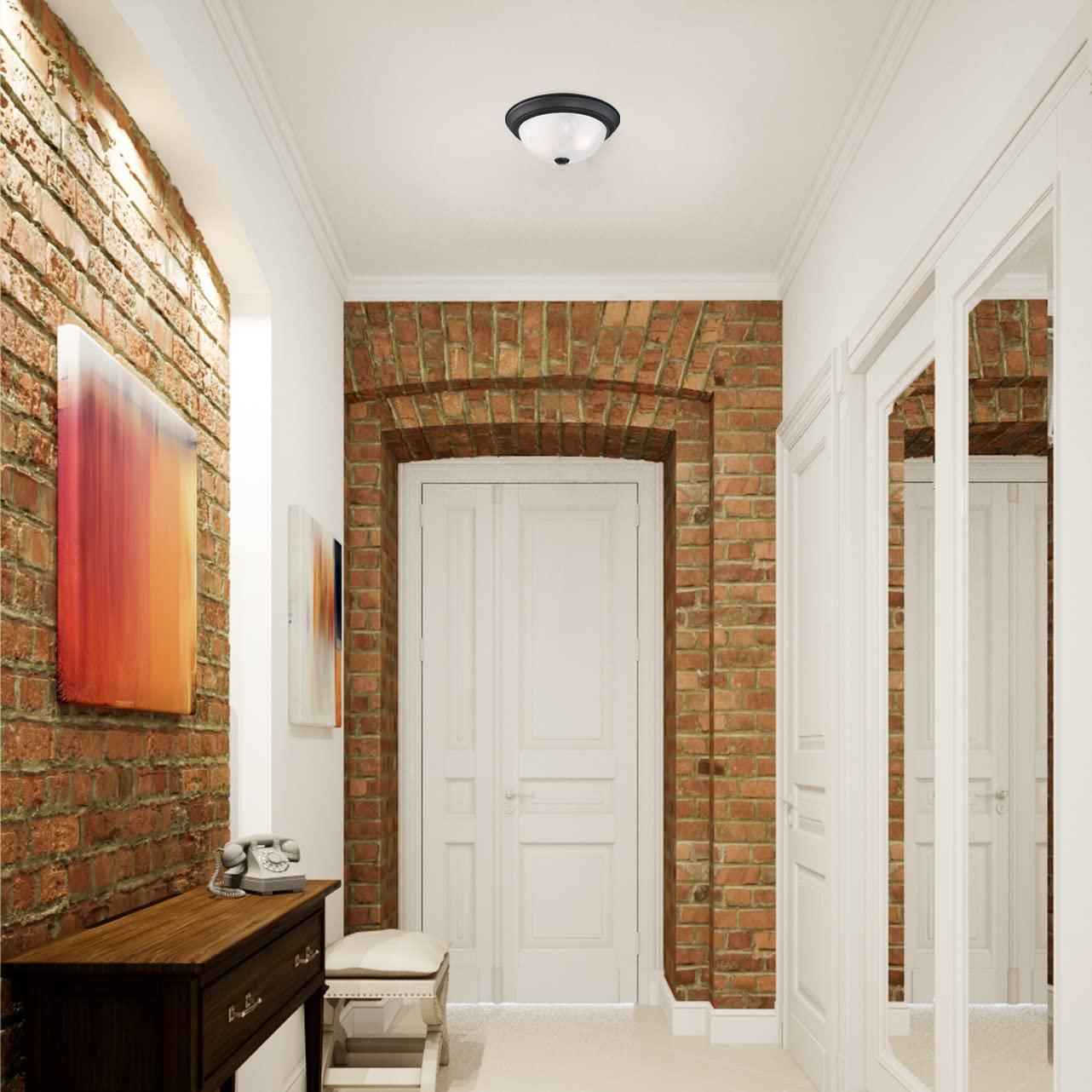 Design House 588251 Traditional 2 Pack 2-Light Indoor Dimmable Ceiling Light with Alabaster Glass for Bedroom Hallway Kitchen Dining Room, Matte Black