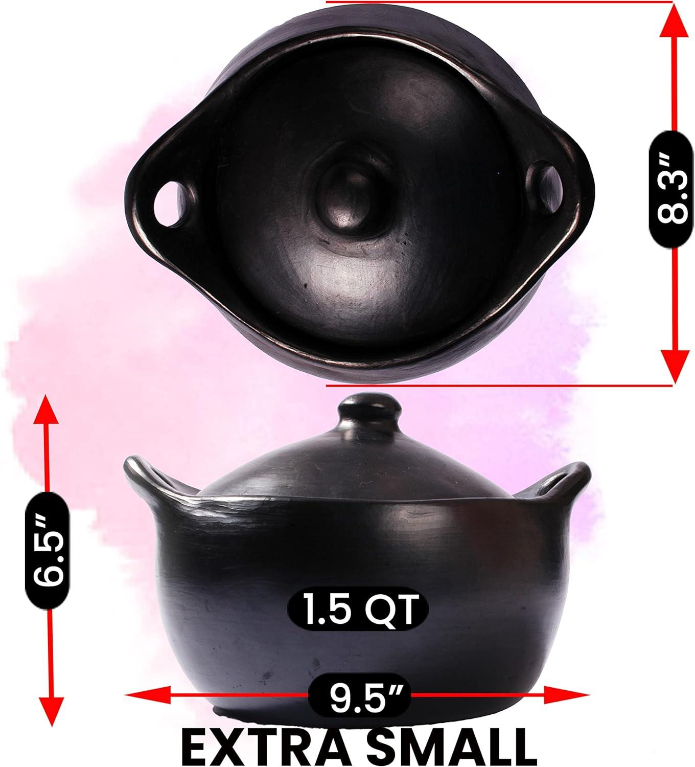 Extra Small Black Clay Stew Pot with Lid