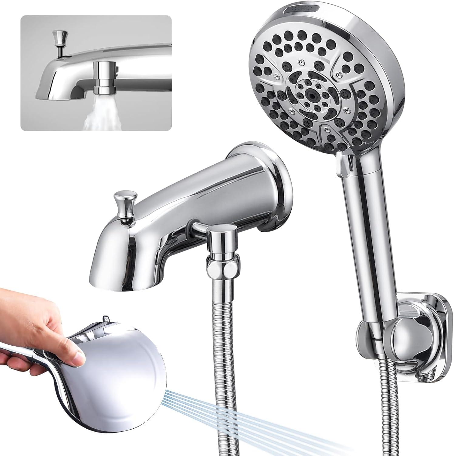 Chrome Handheld Wall Mounted Tub Spout with Diverter