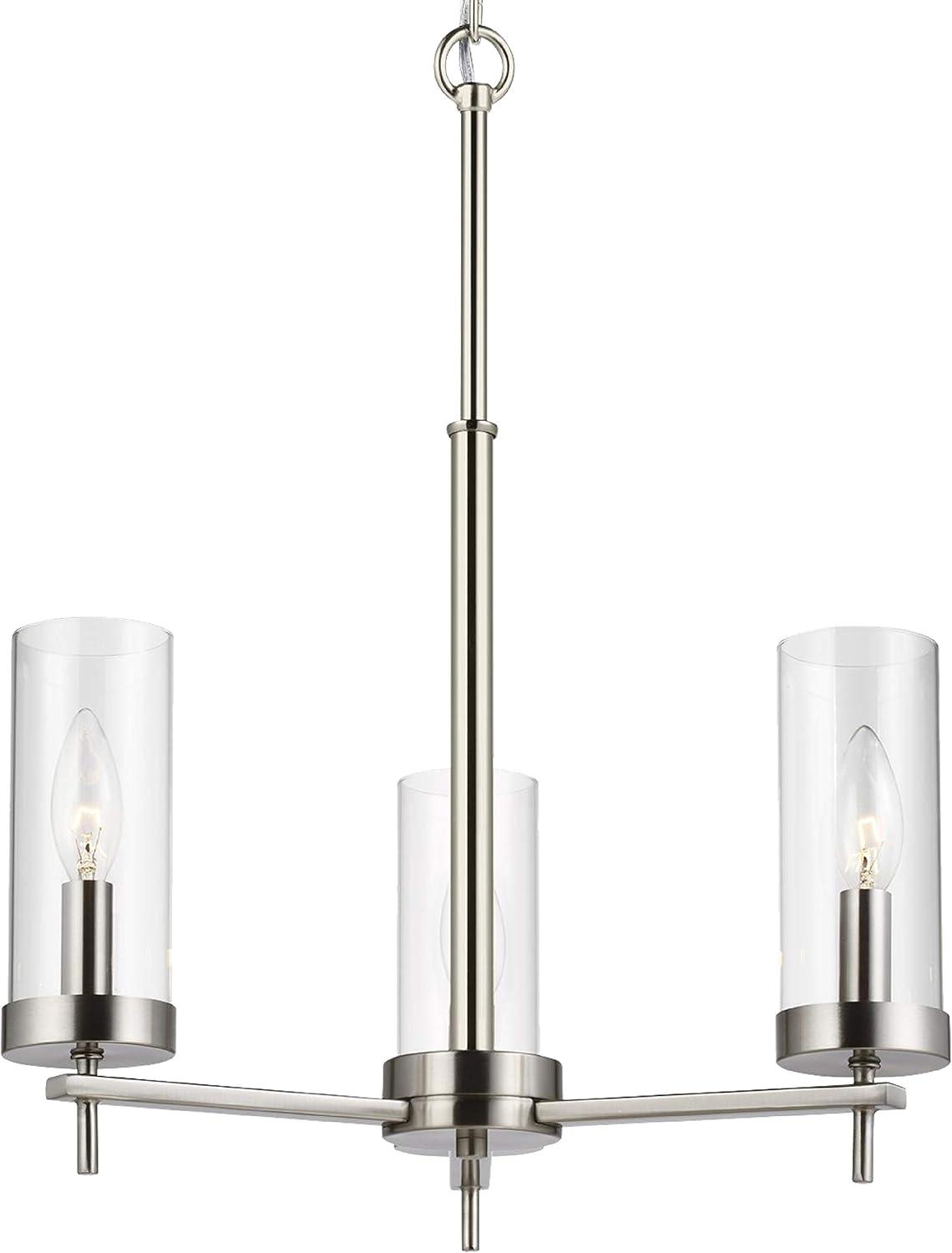 Zire Mini 3-Light Incandescent Chandelier in Brushed Nickel with Clear Glass